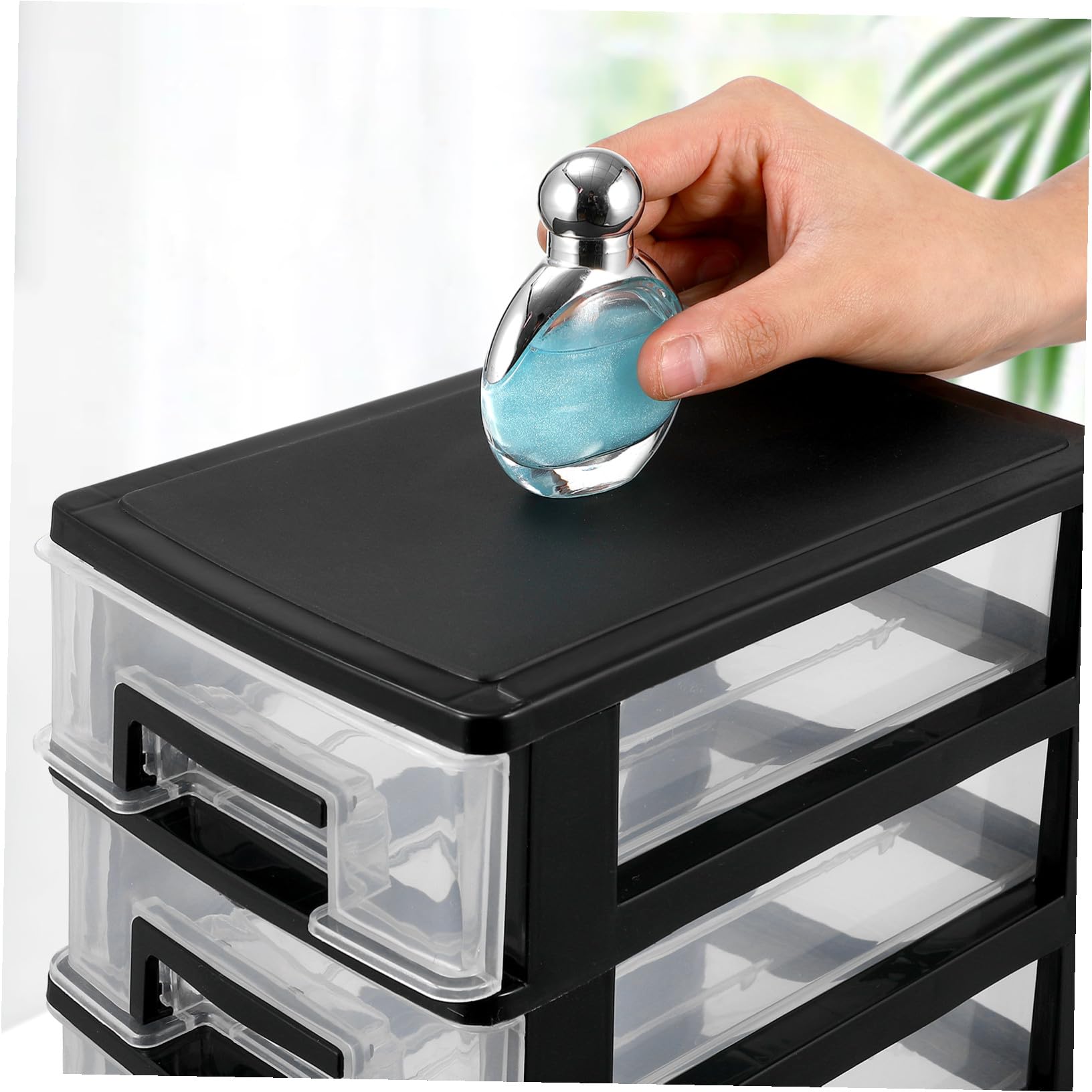 Hohopeti Organizer da Scrivania Cassettiera Porta Trucchi Rigida in Plastica Trasparente 5 Cassetti Portaoggetti per Cosmetici e Articoli Vari per Ufficio, Scuola e Casa