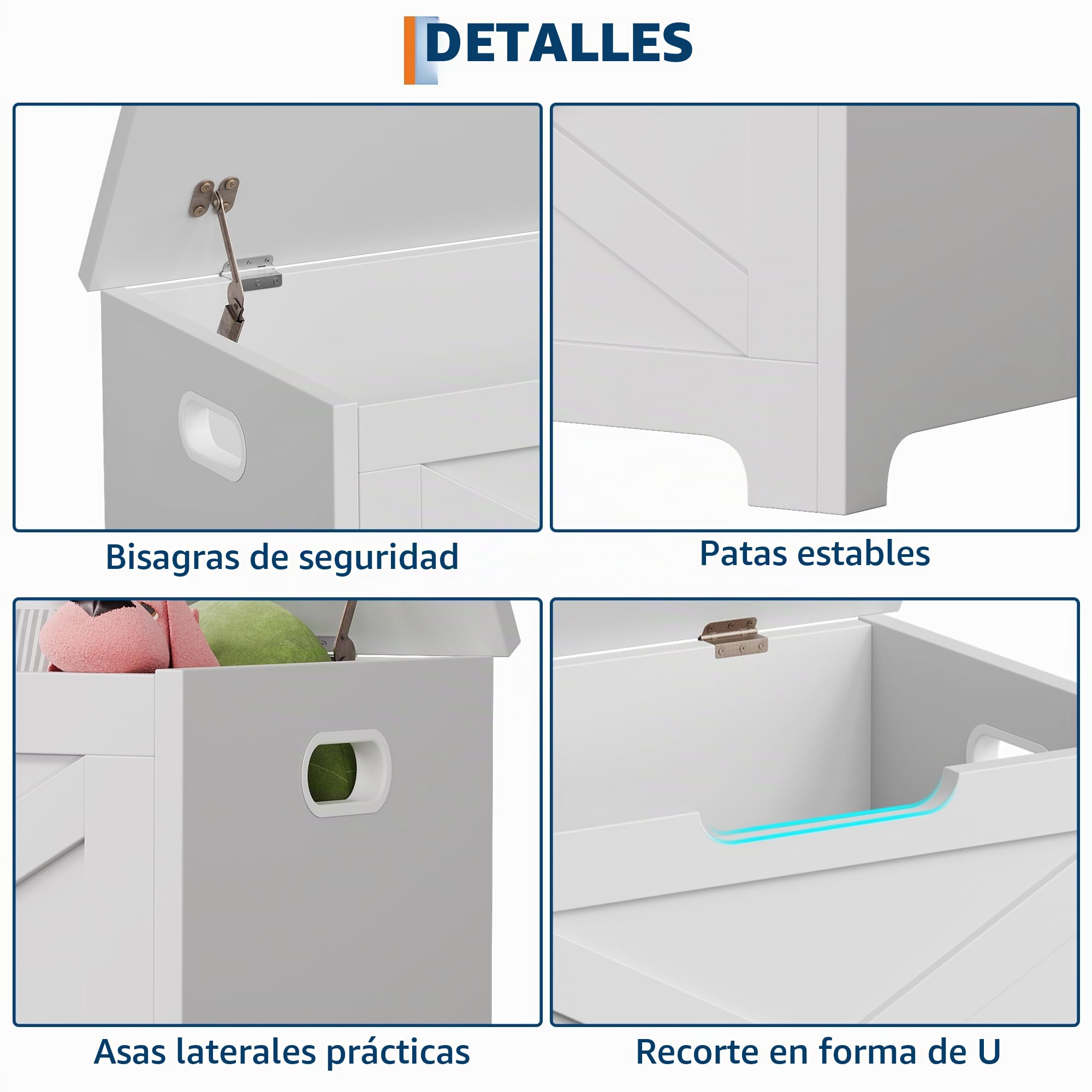 Zstar Baúl De Almacenamiento, Banco De Madera con Bisagra De Seguridad, Fácil De Montar, Zapatero Grande para Entrada, Sala De Estar y Dormitorio.