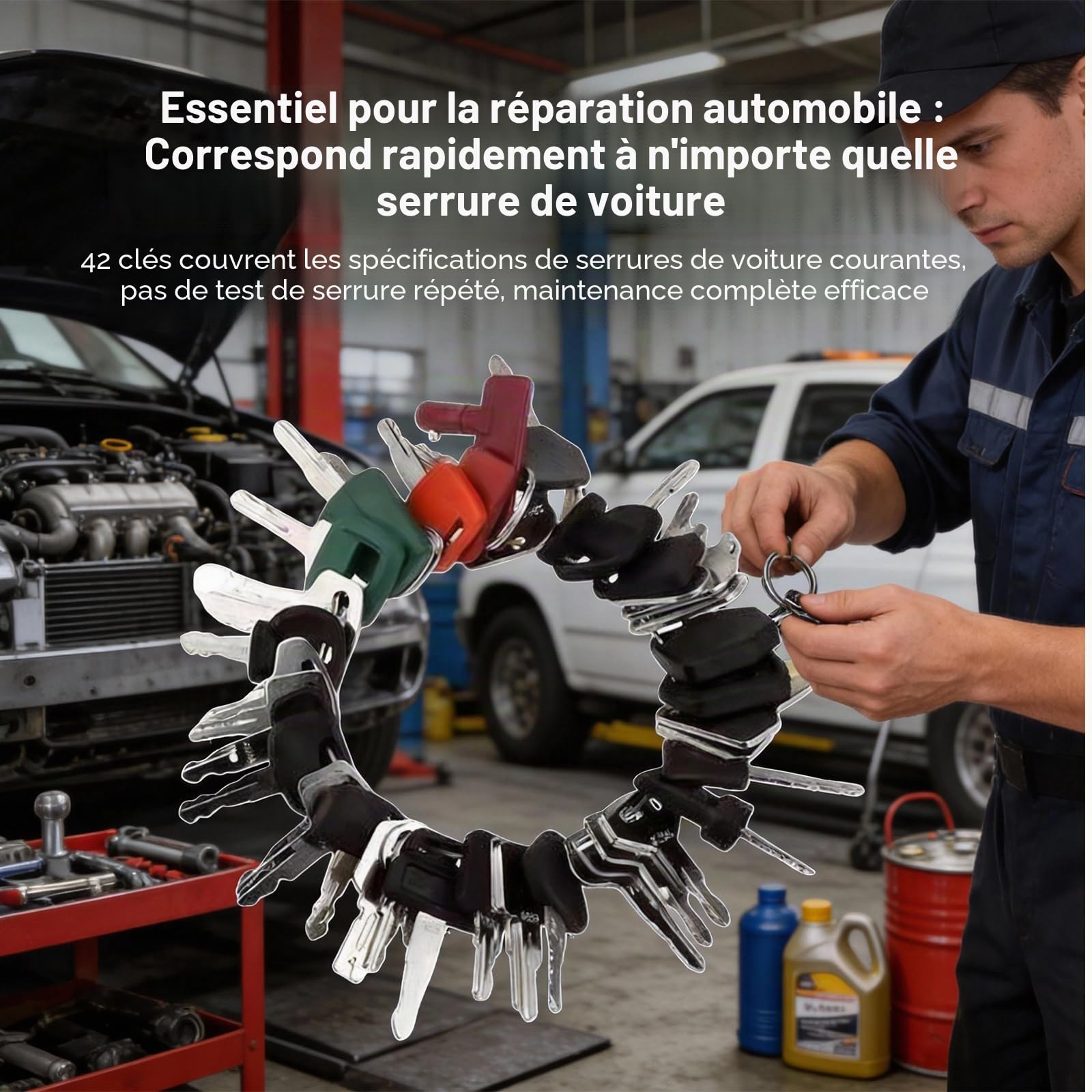 Set de 42 Clés pour Engins de Chantier, Clés d'Allumage pour Pelleteuses, Cat, Komatsu, Kubota, Hitachi, Takeuchi, Volvo, Bobcat, John Deere, Toyota, JLG, Genie