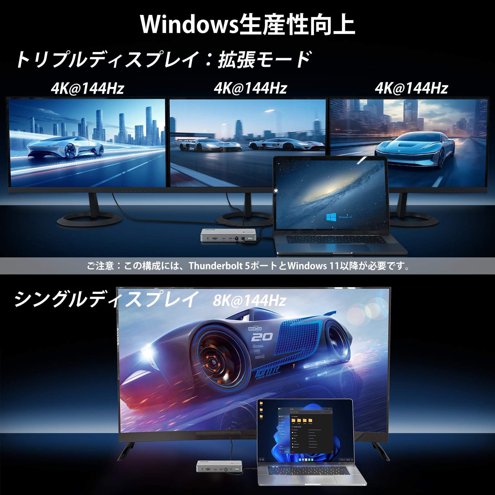 Amazon.co.jp: WAVLINK Thunderbolt 5 ドッキングステーション 12-in-1