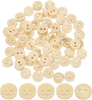 uxcell 100Pcs Wooden Buttons, 9mm(0.35 Inch) 2 Hole Round Wood Sewing Button Craft for Sewing DIY Craft Clothing, Natural Wood