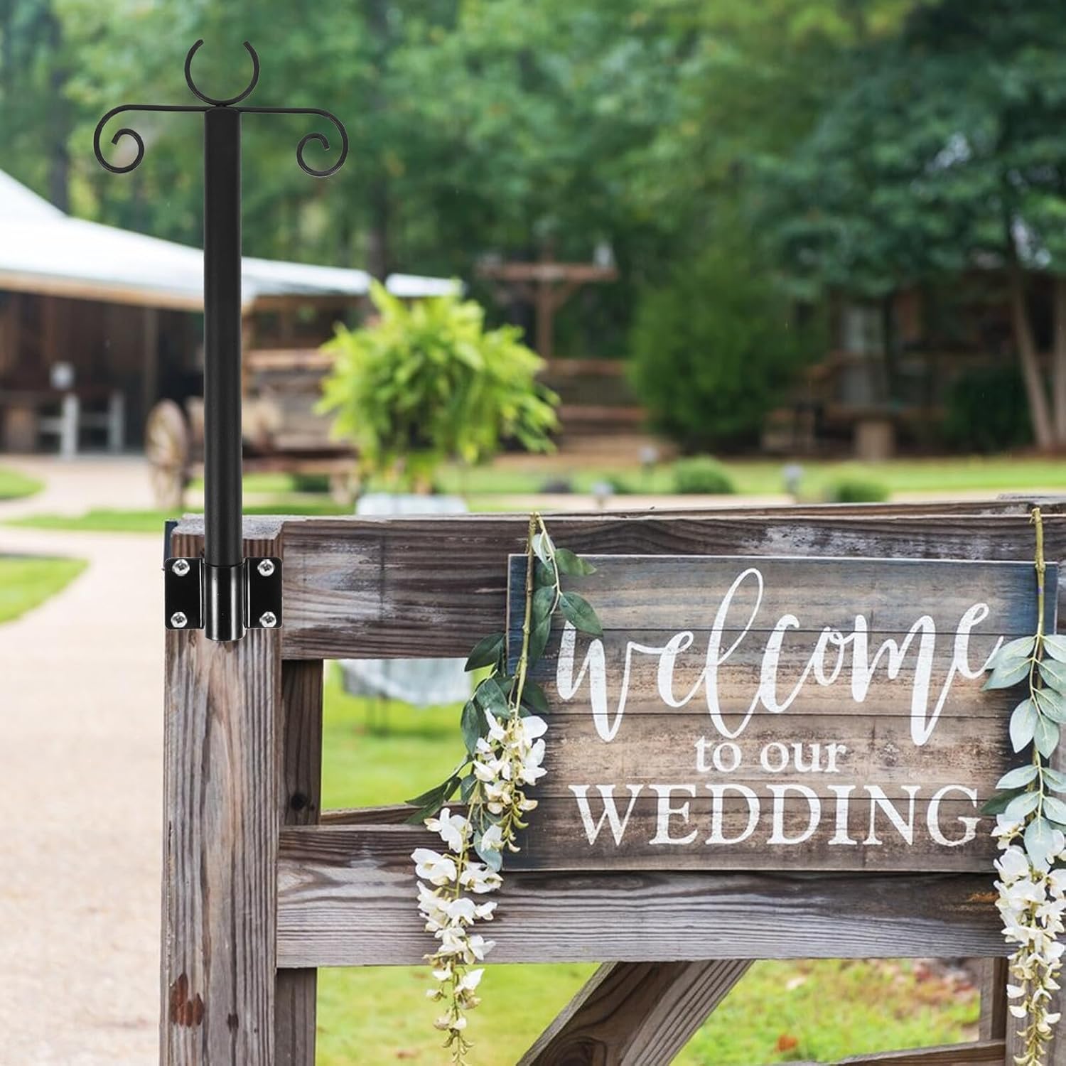 TIDTALEO Outdoor String Light Poles 40cm Heavy-Duty Hanging Support Rods 4pcs for Patio Garden Bird Feeder Hanger Outside Lighting