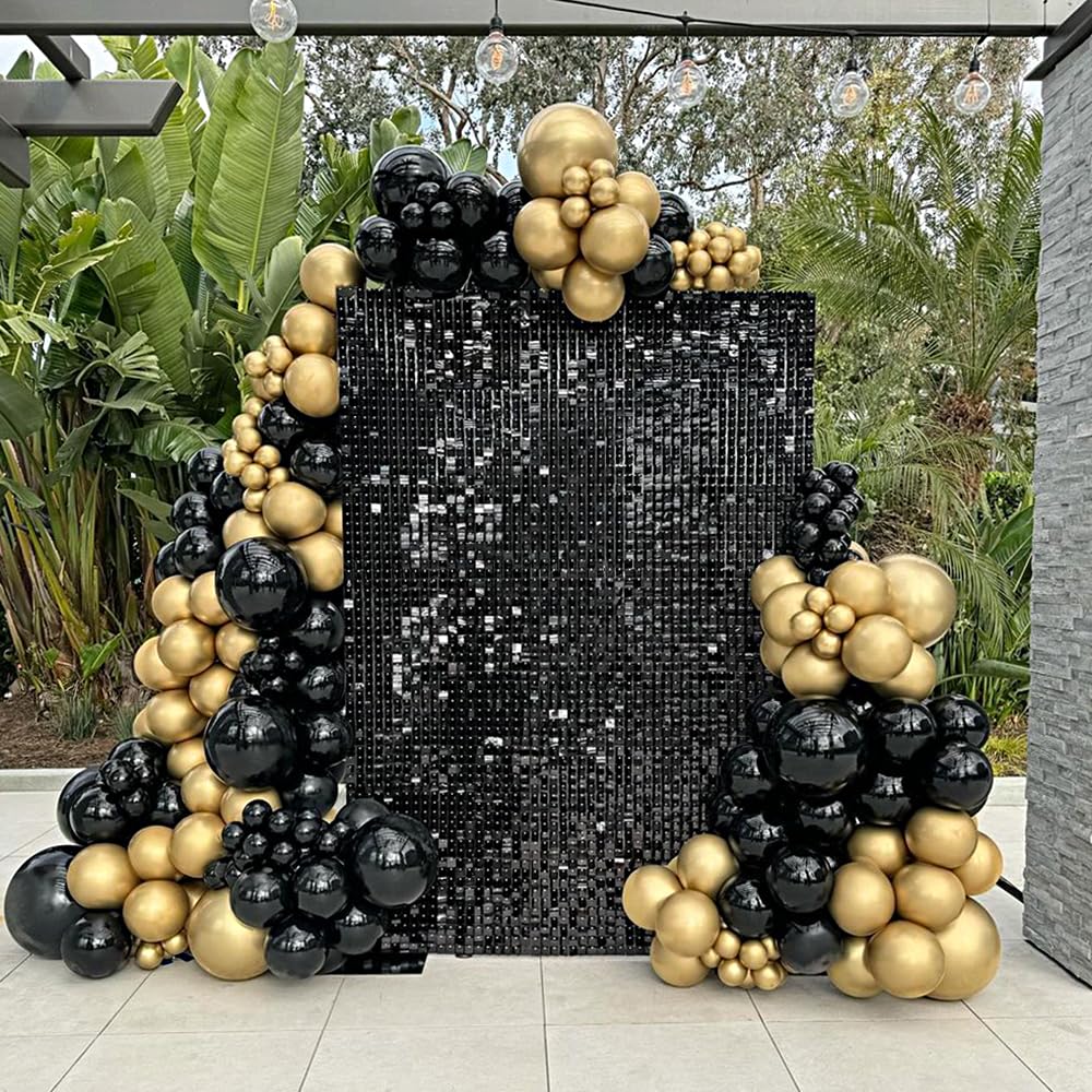 Sfondo da parete con paillettes quadrate nere, da 1,8 x 1,2 m, sfondo per foto, per compleanno, anniversario, matrimonio, fidanzamento, Halloween, sfondo decorativo