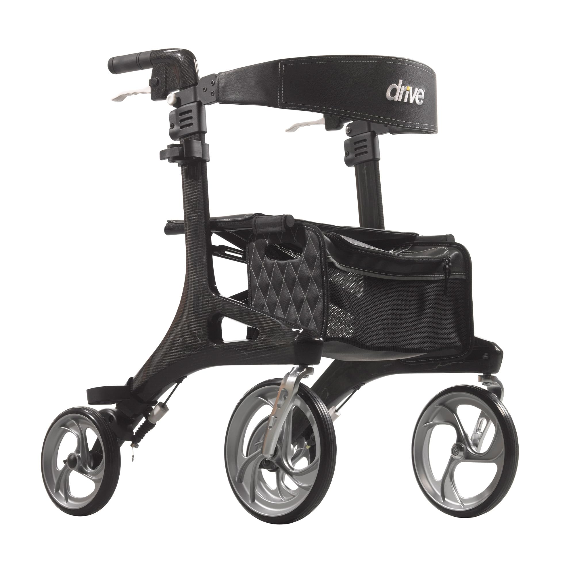 Drive Medical RTL10266CF Nitro Elite CF Foldable Rollator Walker with Seat, Black