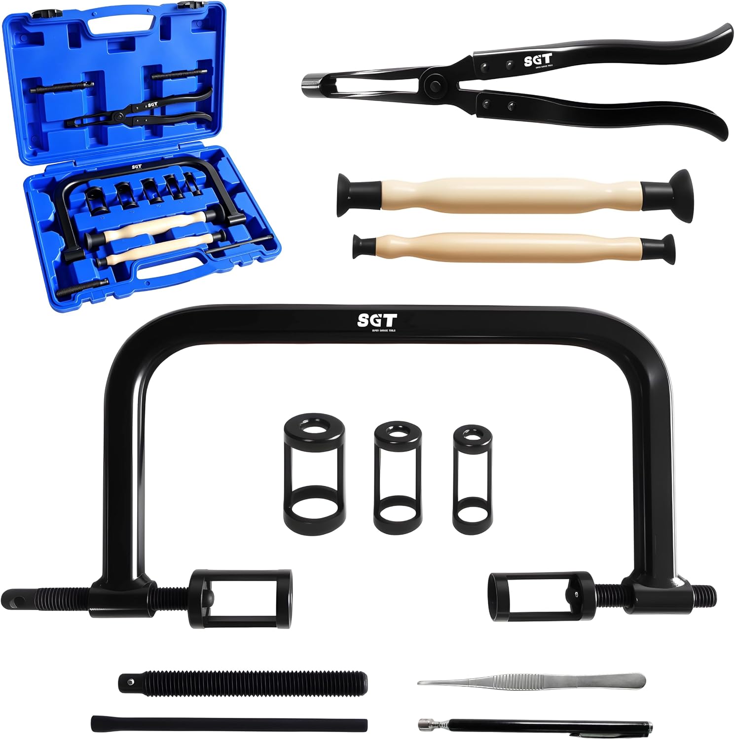 SGT 15pcs Valve Spring Compressor Tools with Straight Valve Stem Seal Plier
