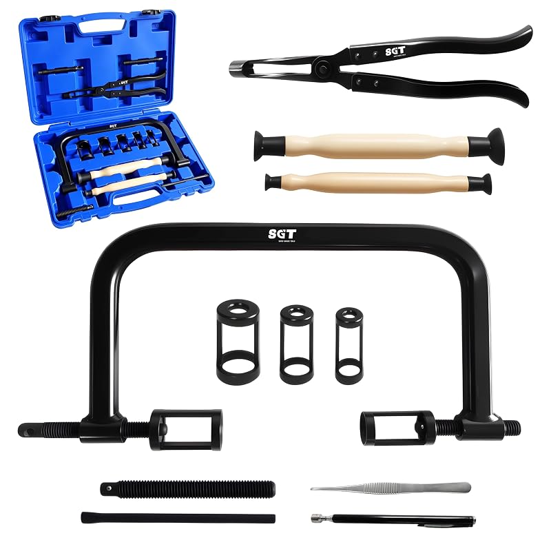 Kit de Compressor de Molas de Válvula SGT SUPER GARAGE TOOLS com Alicate Reto para Retentor de Válvula, 15 peças
