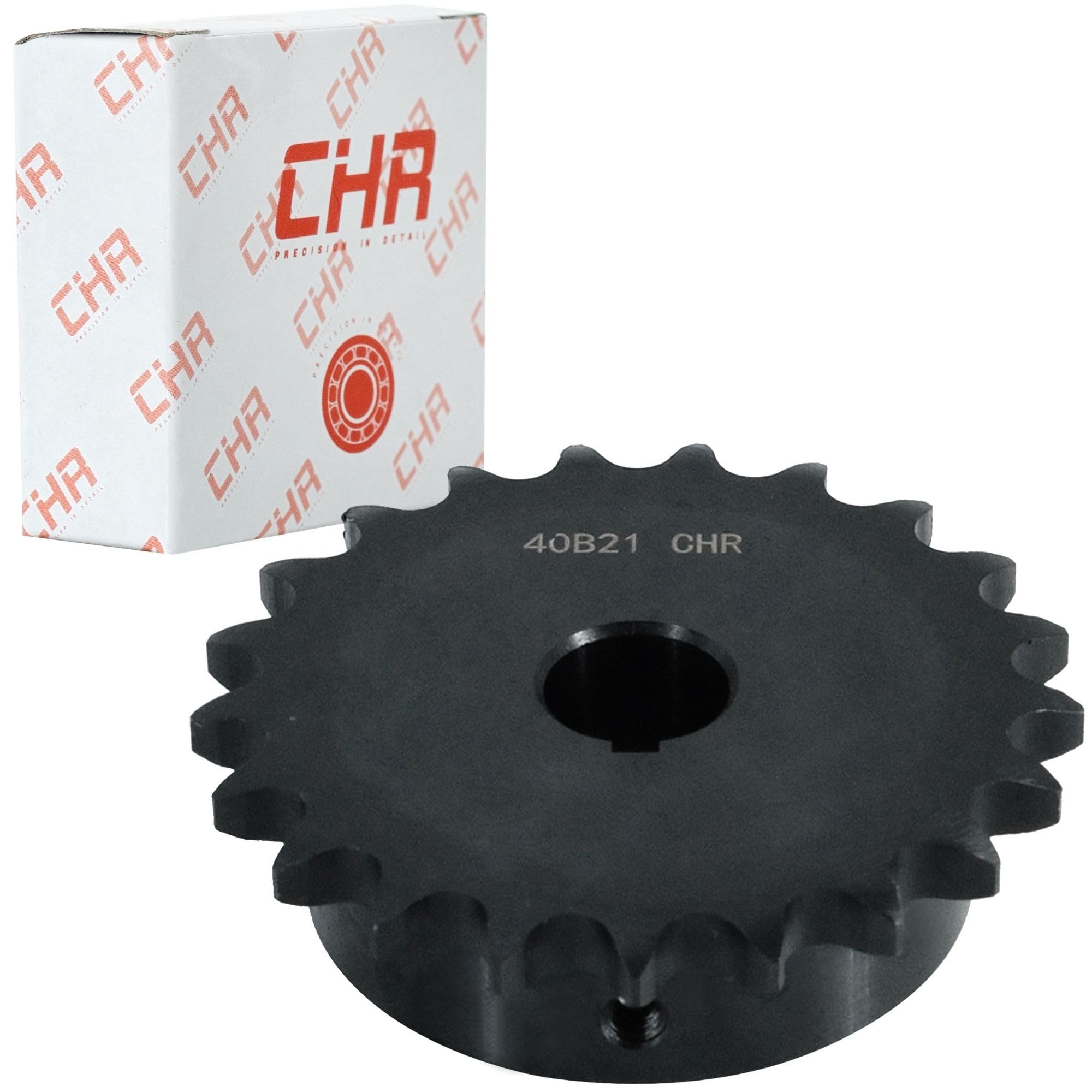 CHR #40 Roller Chain, 21 Tooth, 1/2" Pitch, 3/4" Bore, 0.188" Keyway, Carbon Steel, B-Type Hub, 3.622" OD - ISO 9001-2000 Certified — Amazon image 5