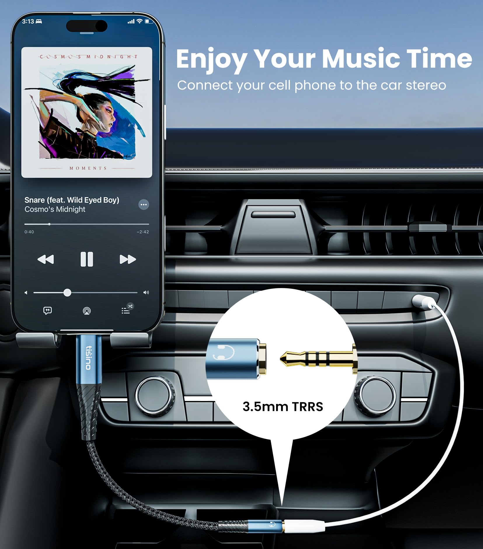 Tisino Adattatore da USB C a jack per cuffie TRS 3,5 mm (1 m) cavo USB C AUX femmina 384 kHz/32 bit per iPhone 16/15 Samsung S20/S20 Ultra Pixel 4/4XL