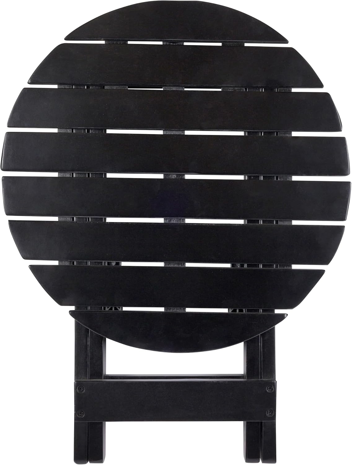 Shine Company Indoor/Outdoor Adirondack Round Folding Acacia Wooden Side Table, Black