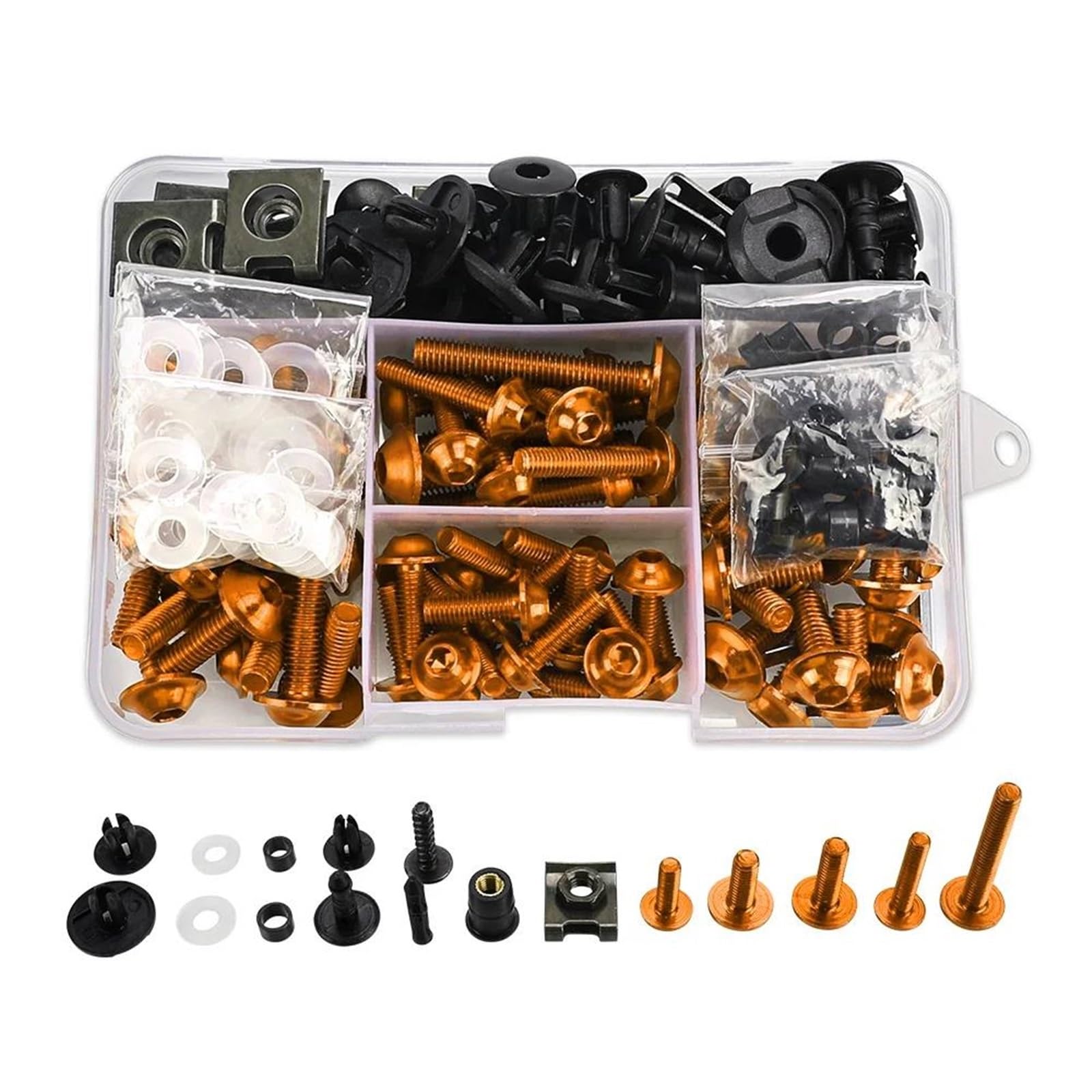 M6 M5 Verkleidungsschrauben Kit Karosseriebefestigungen Schrauben Muttern Zubehör Für CB600F CB600(Orange)