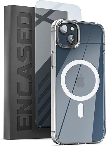 Funda magnética con protector de pantalla para iPhone 14 Plus de 6.7 pulgadas, compatible con MagSafe (transparente)