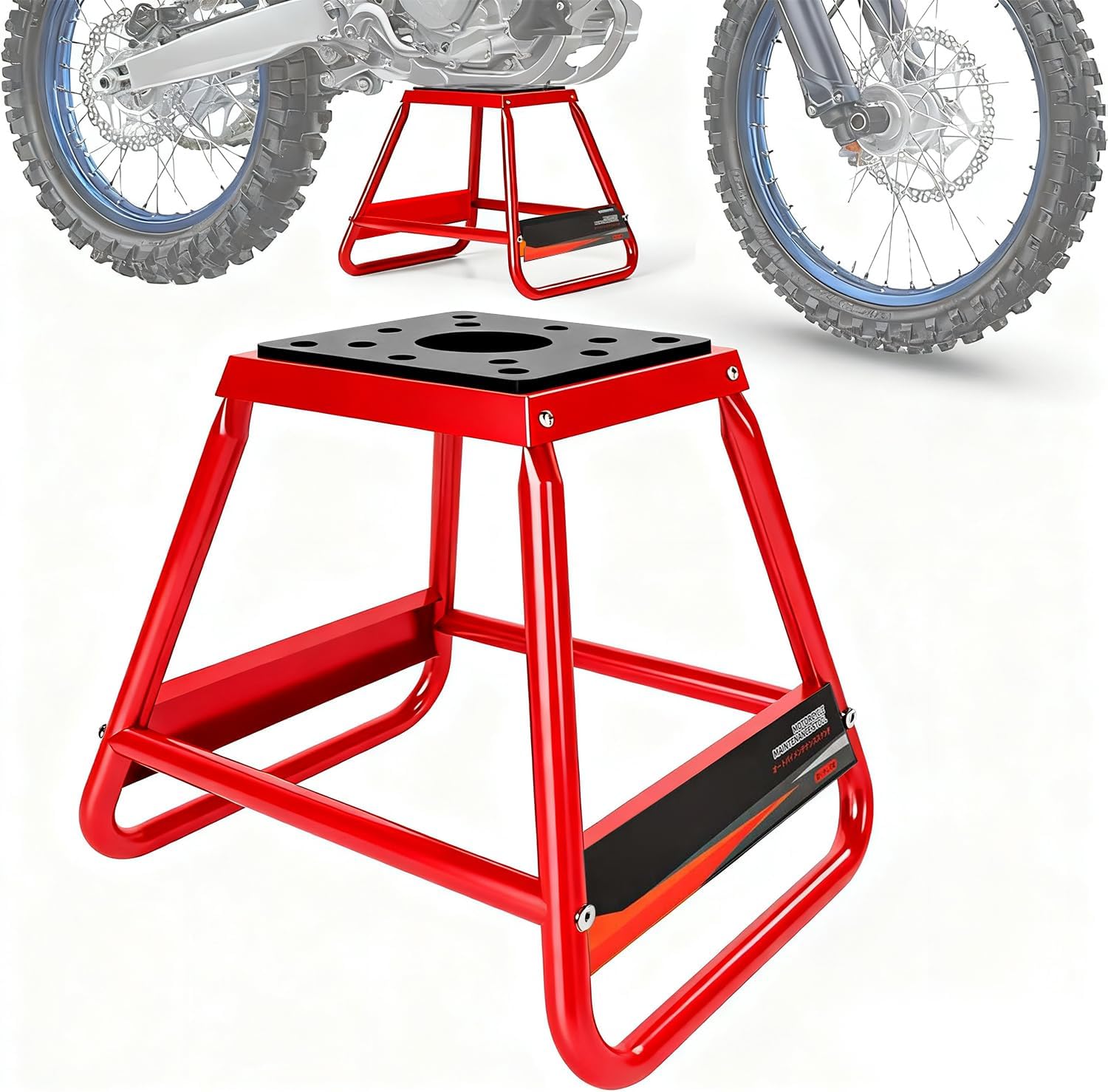 Dirt Bike Stand Motorcycle Lift Panel Stand Maintenance Detachable Anti Slip Heavy Duty Universal Stand for Most Motorcycles Motocross Dirt Bike Dual Sport Enduro Black