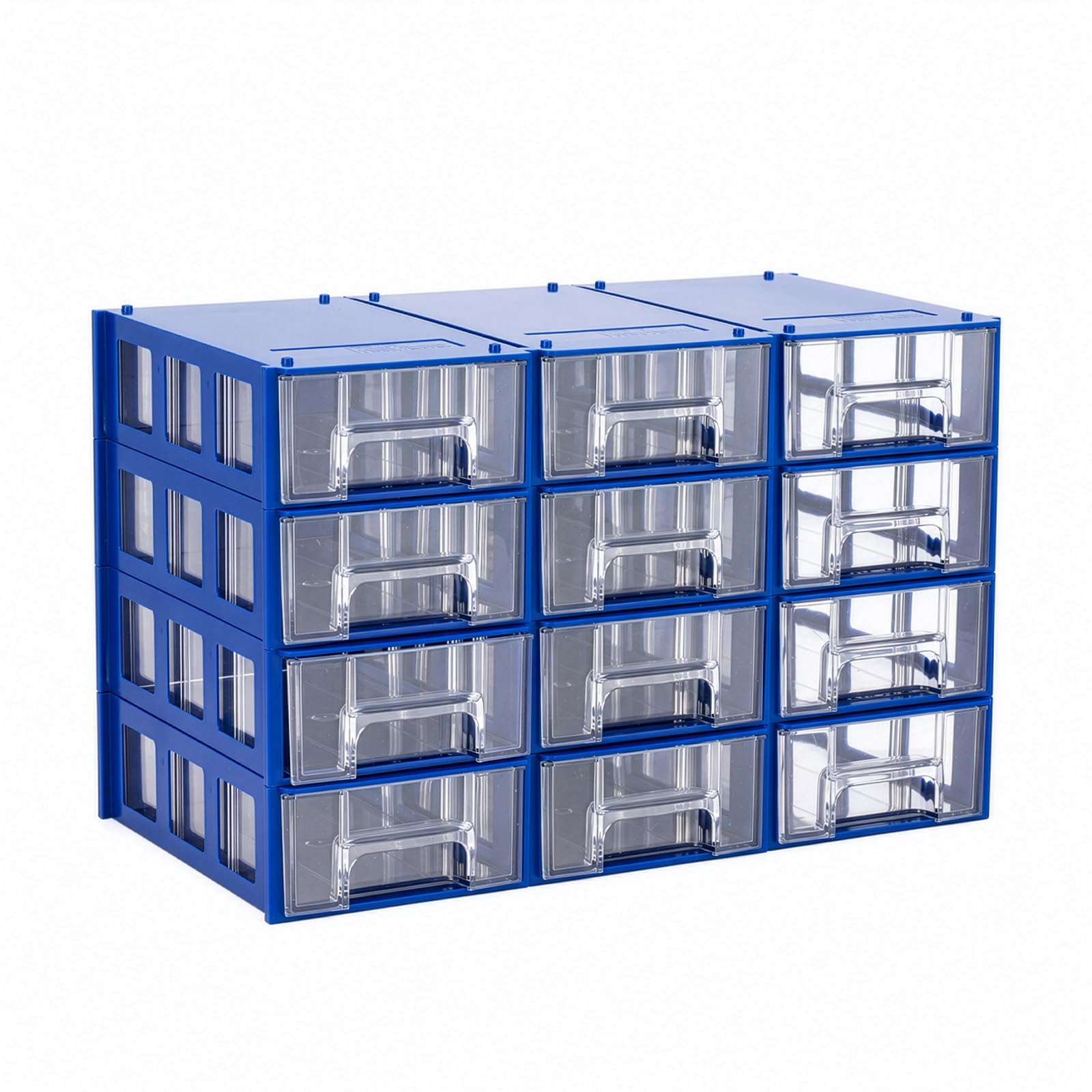 Sunnynest Blue Small Parts Organiser With 12 Drawers Sorting Box Made Of Plastic Screw Organising System Box For Workshop Accessories Assortment Box (Blue)