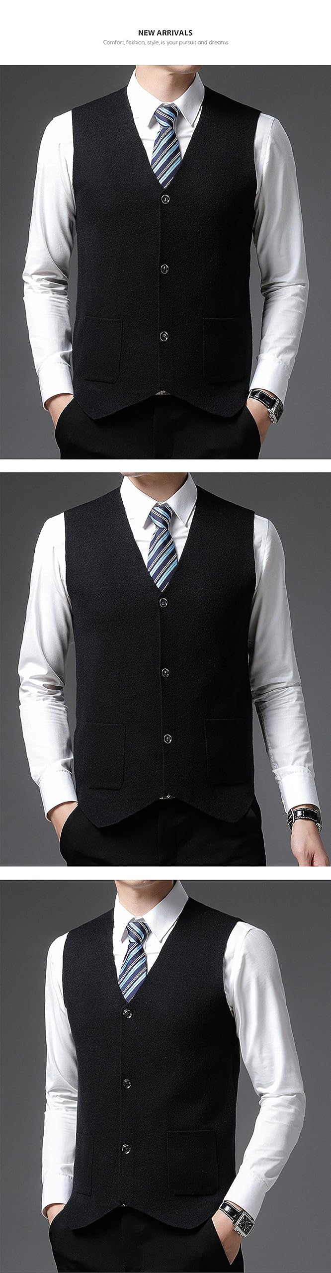 Gilet Costume Homme - Col V Sans Manches - Coupe Droite - Automne/hiver - Business Casual - 12