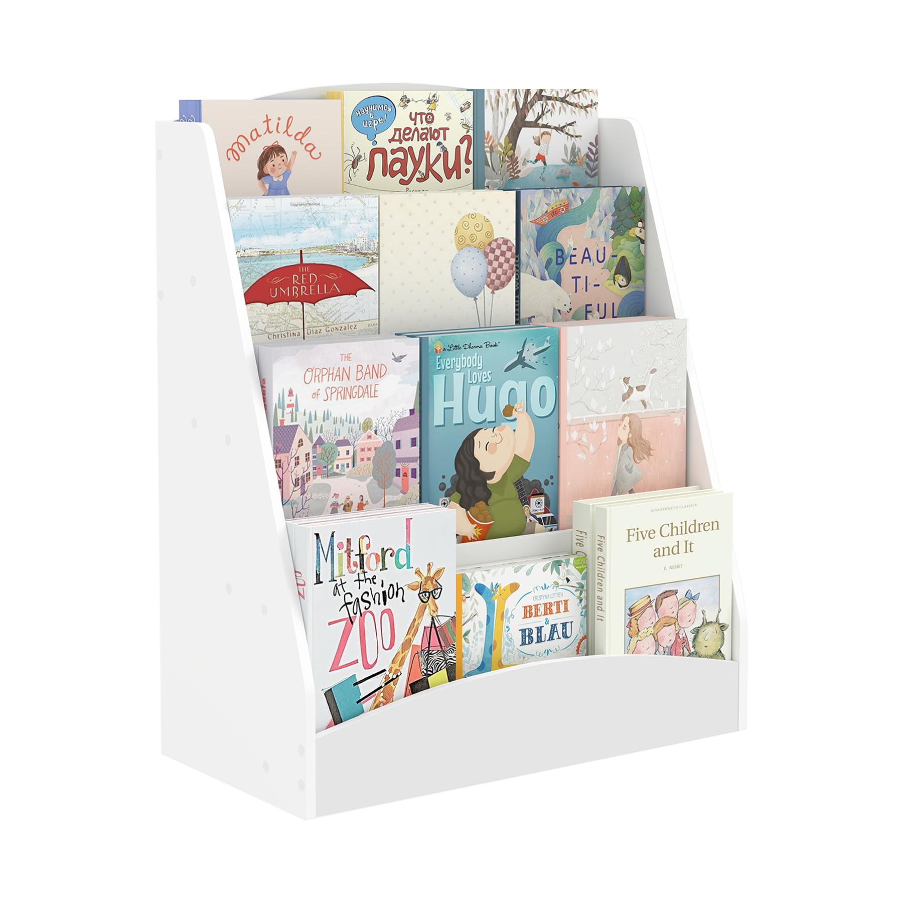 1 Stück Bücherregal Kinder mit 4 Offenen Fächern, Buchregal Bücher Regal Kinderregal Kinderzimmer Aufbewahrung Kinderzimmerregal für Kinderzimmer/Wohnzimmer/Arbeitszimmer/Weiß/60x30x70CM(BxTxH)