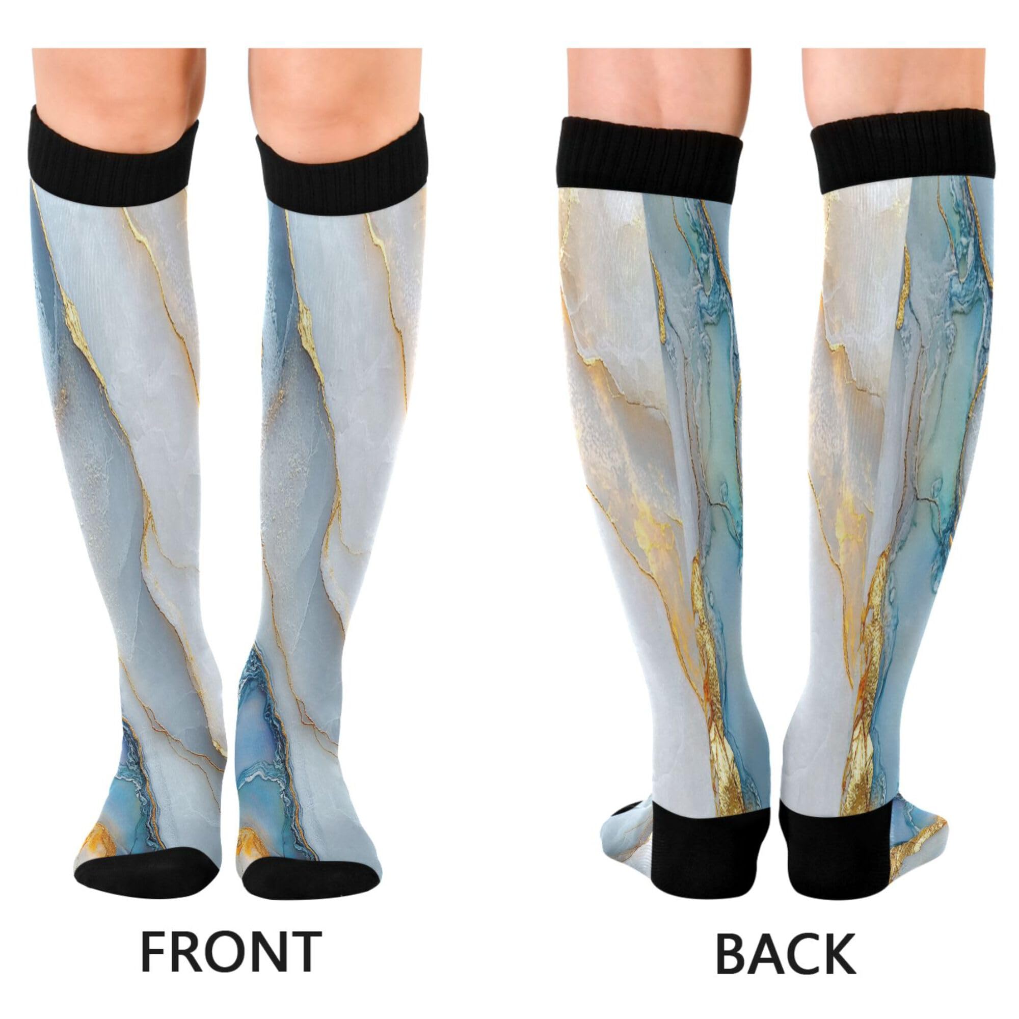 Caihoyu Compression Socks For Women And Men Graduated Support For Nurses, Athletic, Travel & Flight Socks Marble White White