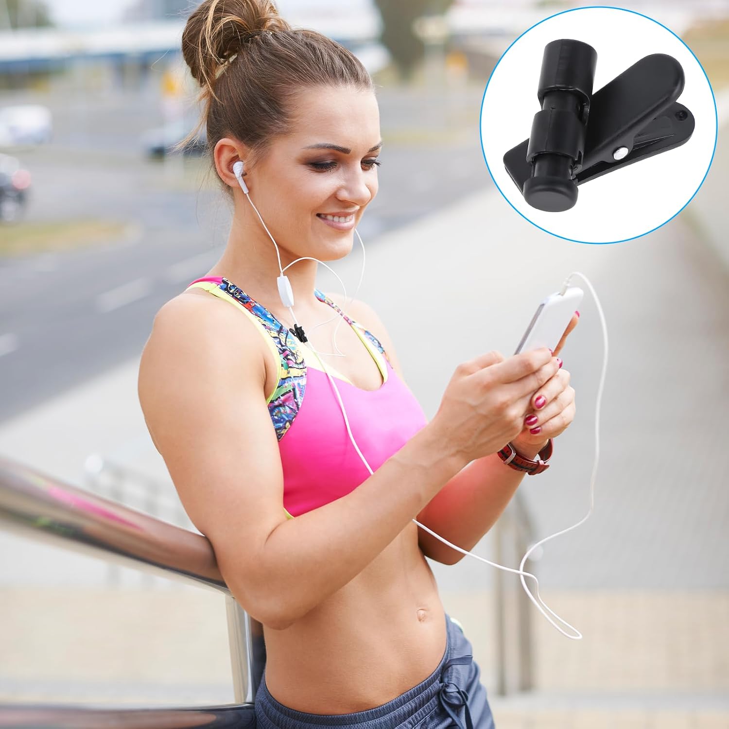 5 Pack Headphone Wire Clips Headset Cord Clip Earbud Cable Clips Black Earphone Cable Cord Clamp Hooks Collar Clothing Clip, Fixed Cables on The Clothes, for 2-4mm Wire