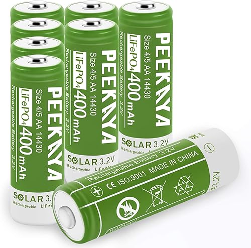 Paquete de 2 baterías recargables LifePo4 14430 de 3.2 V 400 mAh para luz solar Ourdoor Gardan, ecológica y segura disponible en Yaxa Guatemala