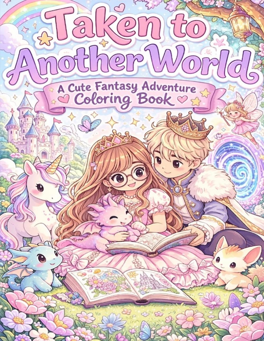 Taken to another world a cute fantasy adventure coloring book