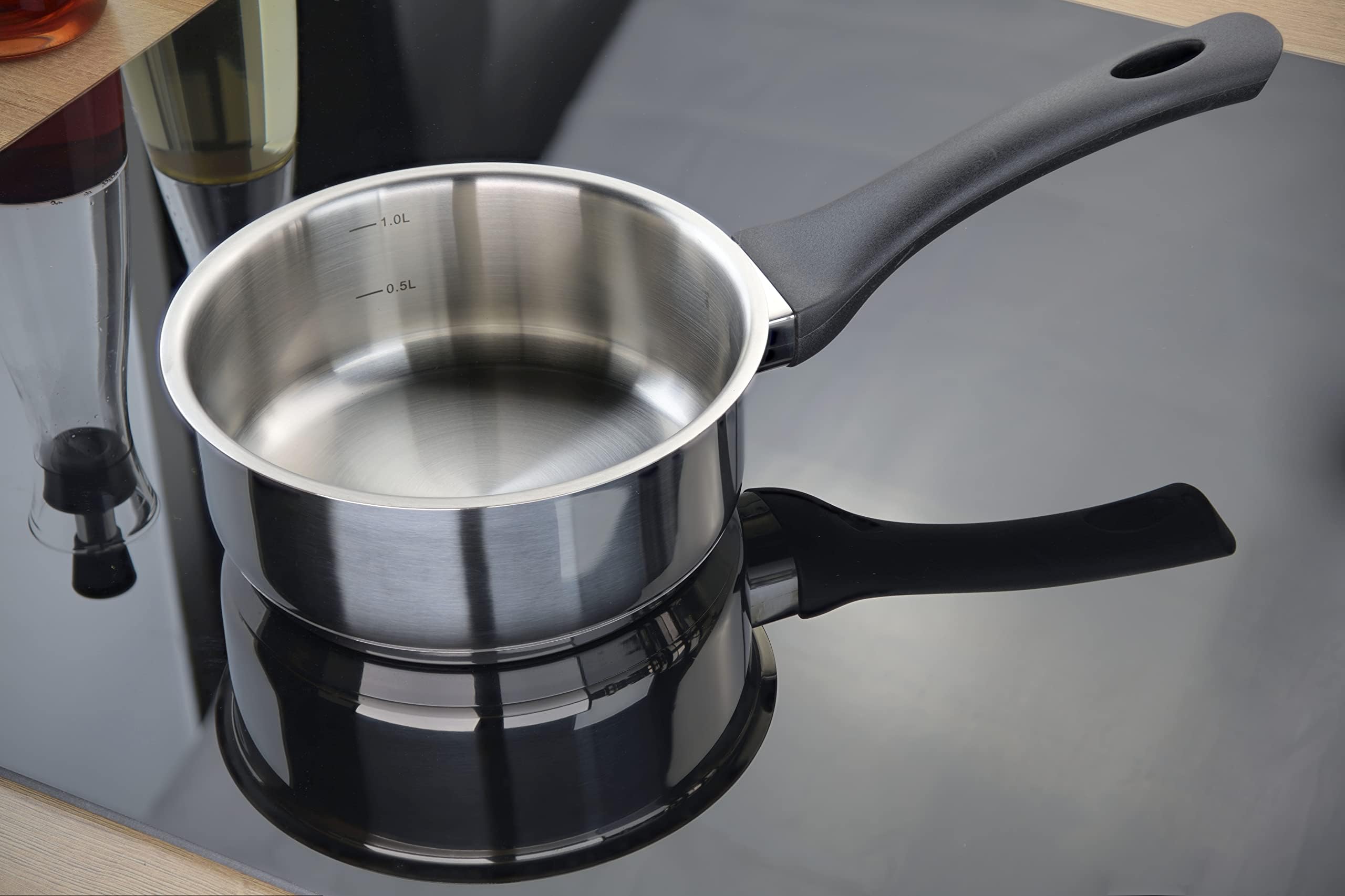 Linnuo Topfset Induktion Kochtopf Set Edelstahl Töpfe mit Glasdeckel Griff nicht heiß, Kochgeschirr Induktion, stabiler Boden für alle Herde induktionsgeeignet, Topf groß klein, Cooking Pot Set