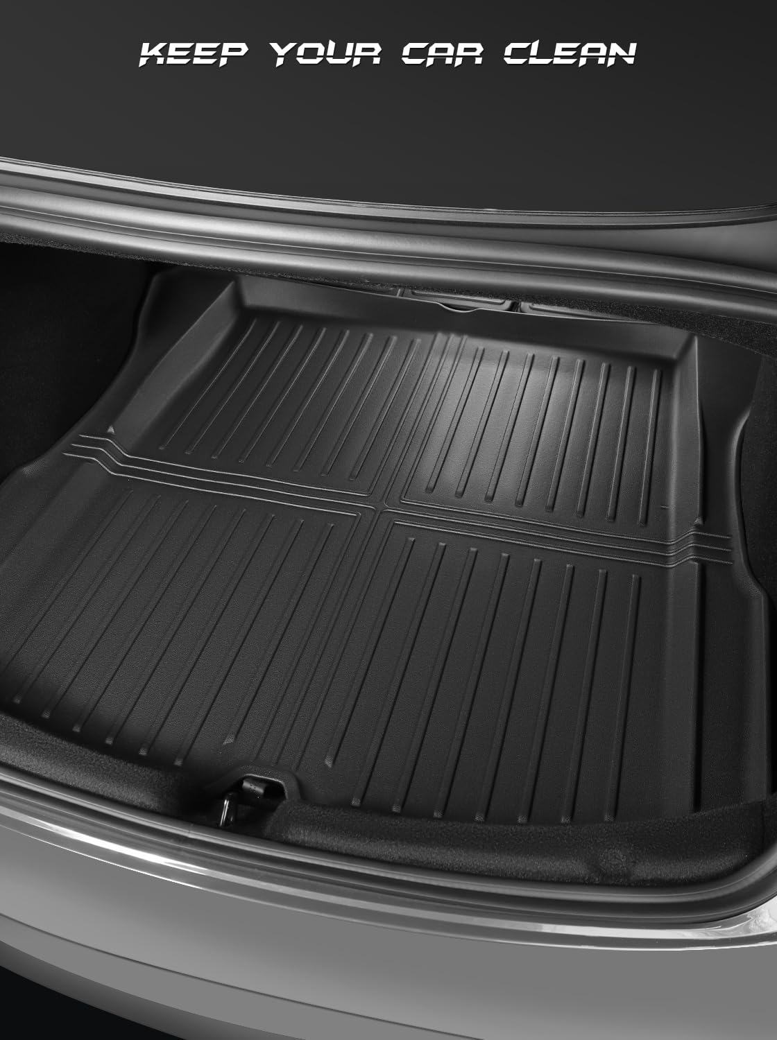 Mata do bagażnika, wykonana z materiału TPE, odporna na ścieranie i zabrudzenia, antypoślizgowa i wodoodporna, nadaje się do Tesla Model 3 2024 2025/Tesla Model 3 Highland (czarna)
