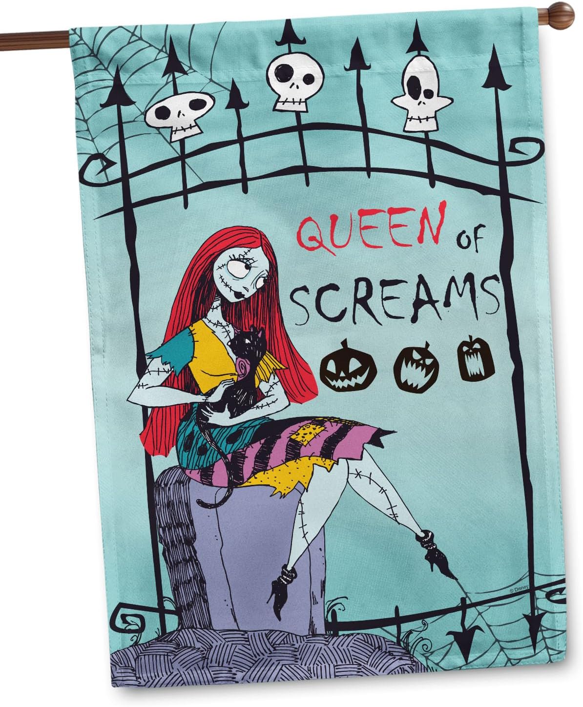 Flagology, Disney, Nightmare Before Christmas, Queen of Screams Sally, Garden Flag, Outdoor/Indoor, Exclusive Premium Fabric, Officially Licensed Disney (12" x 18")