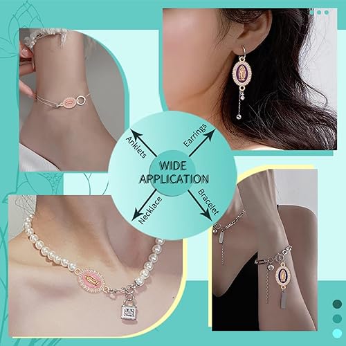 Miniatura 7 de 36 piezas de rosario centro religioso Jesús María Benedict Medalla de diamantes de imitación Enlaces Conector Dijes de Aleación Esmalte Doble Bucles