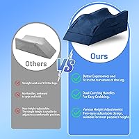 Vista 3 de Almohadas de elevación de doble pierna, almohada de cuña para después de la cirugía, soporte de espuma viscoelástica ajustable, cuidado cómodo