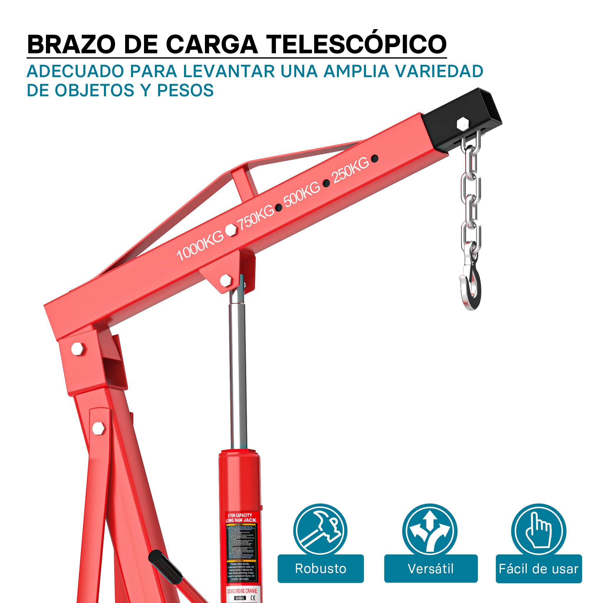 Grúa de Taller Plegable 1000kg Grúa elevación de Cargas Elevar Motores Brazo elevación 857-1133 mm