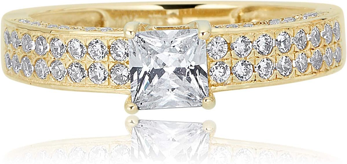 AVORA 10K Gold 0.50 Carat Simulated Diamond CZ Engagement Wedding Anniversary Ring - Yellow or White Gold