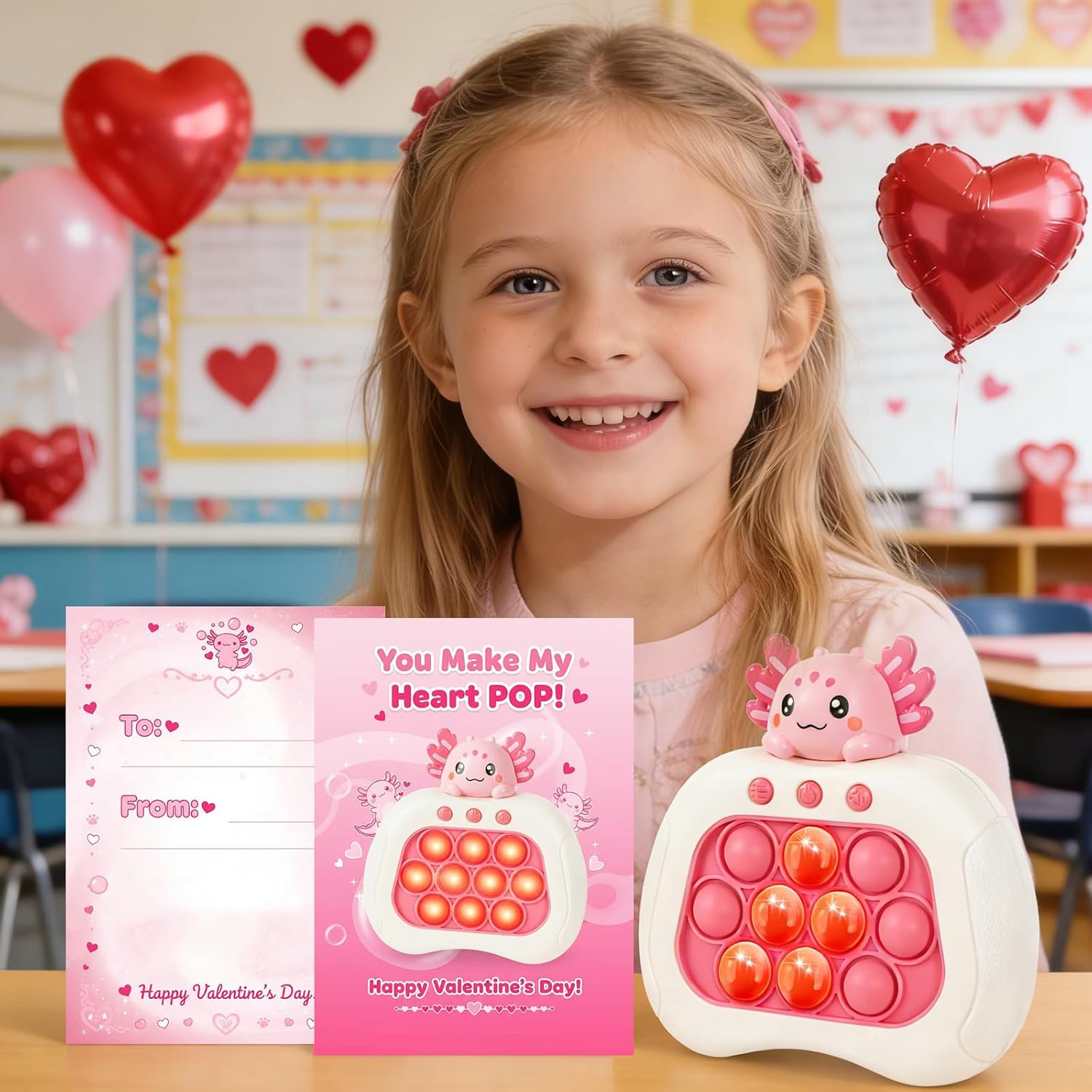 Axolotl Pop Game Fidget Toy,Easter Basket Stuffers,Quick Push Game Pop Bubble Up Toys,Easter Egg fillers Axolotl Gifts Teen Girl Trendy