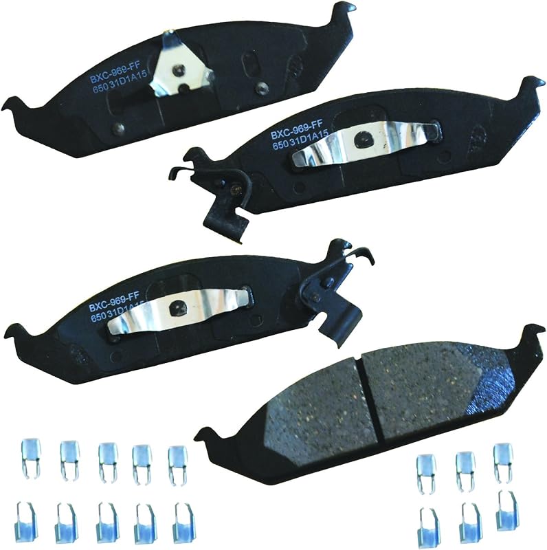 Pastilhas de freio dianteiras cerâmicas Bendix Premium SBC650 para Chrysler, Dodge e Plymouth – Jogo com kit de instalação