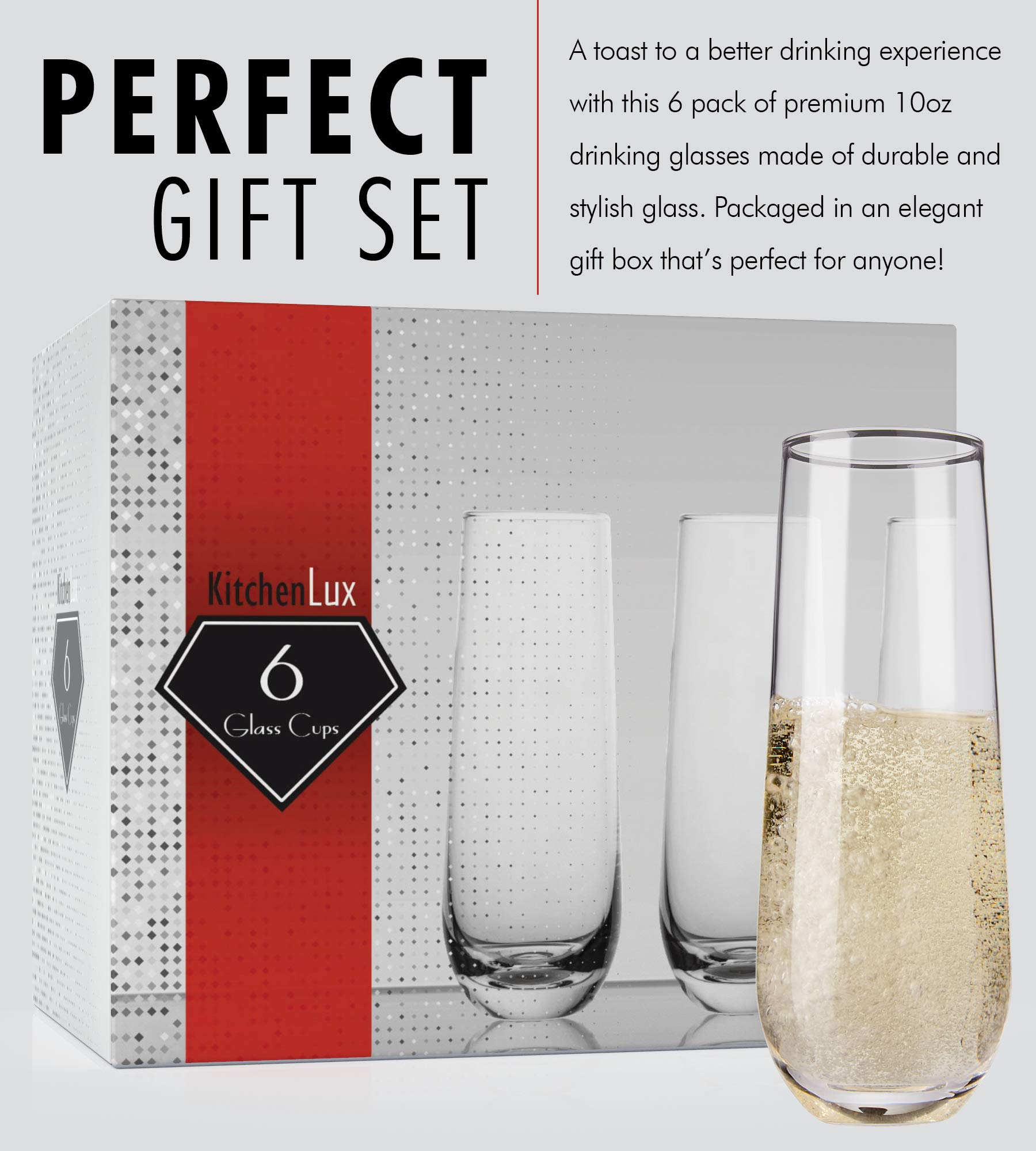 Set di 4 calici da champagne senza stelo, bicchieri da prosecco a doppia parete, bicchieri da vino classici, calici a tulipano, bicchieri in vetro soffiato a mano, bicchieri da tostatura per matrimoni