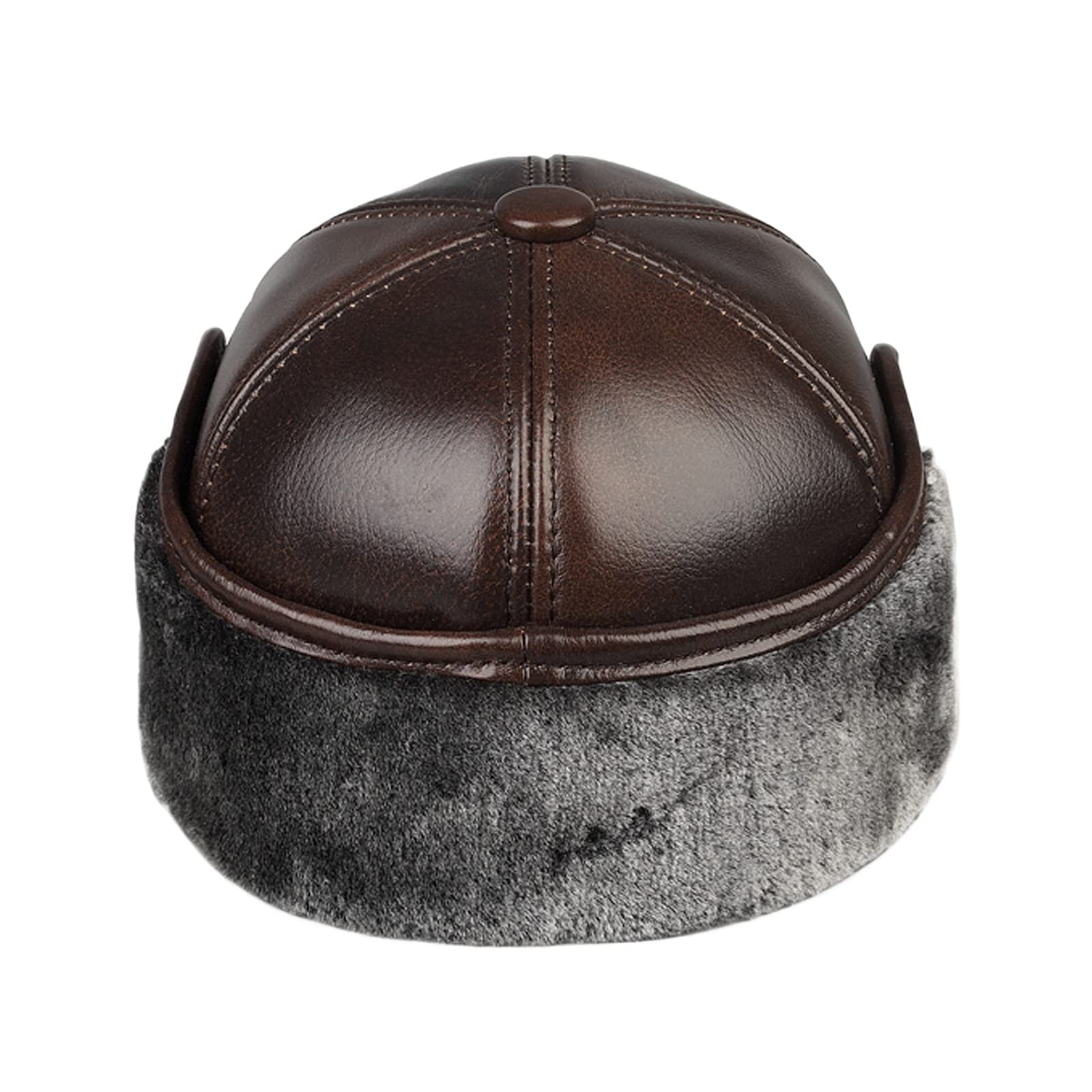 G&F Uomo Cappello Bomber Cappello Russo Ushanka Pelle Trapper Berrettospessi Cappelli Aviatore con Grondaia Grande Inverno (Color : Brown, Size : 59-60)