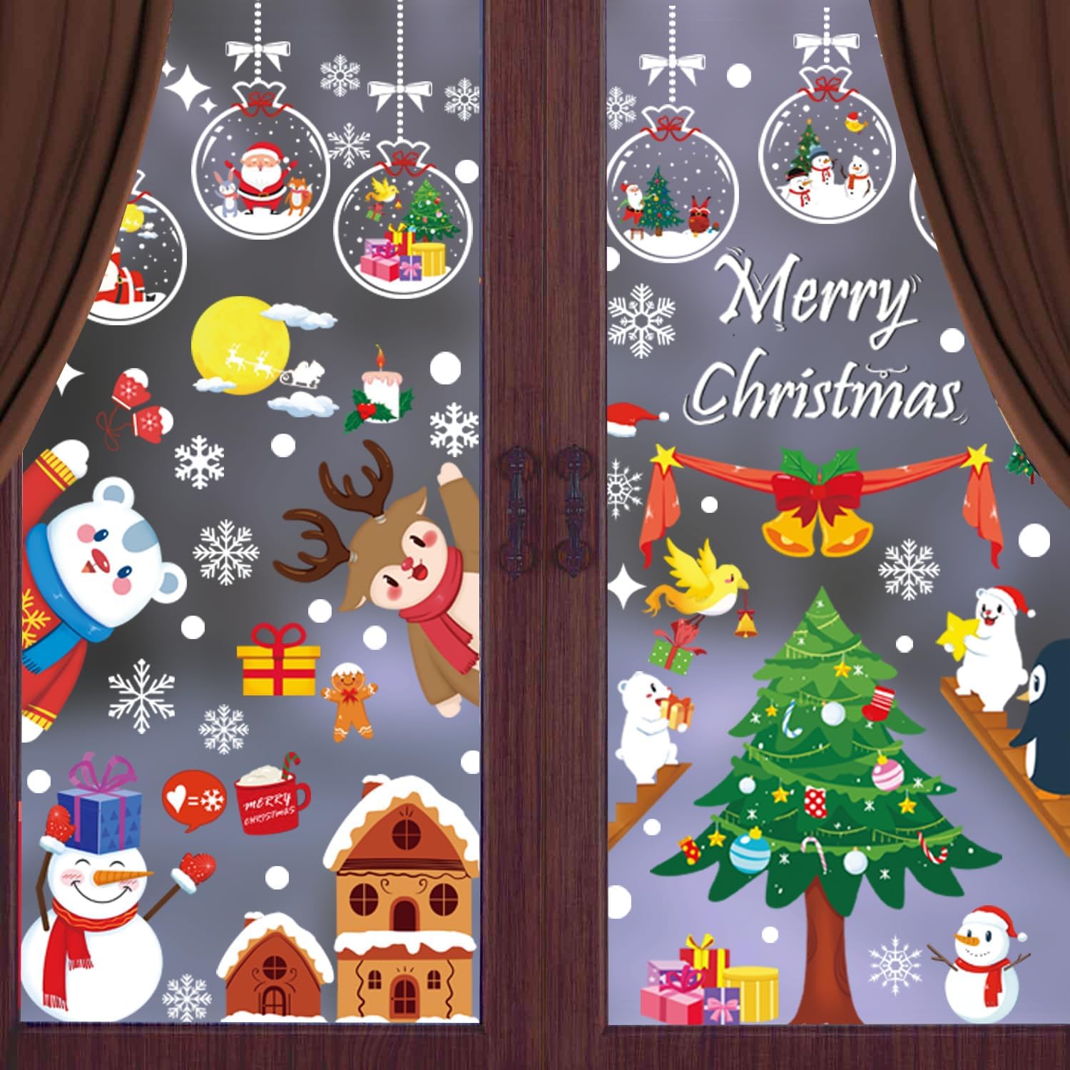 DENGBABA Christmas Window Stickers Reusable DoubleSided Christmas