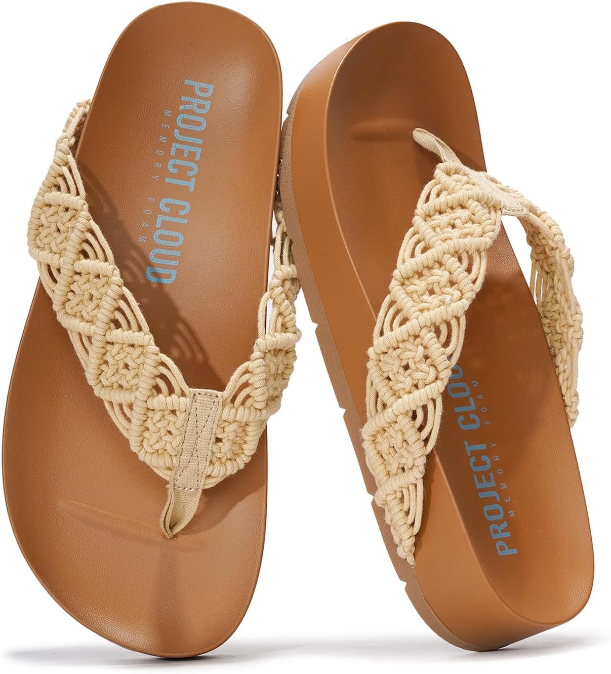 Project Cloud Womens Sandals – Comfortable Crochet Flip Flops for Women with Memory Foam Insole – Lightweight Fashion Sandals for Women 2025 – Womens Flip Flops for Summer (Hammock)