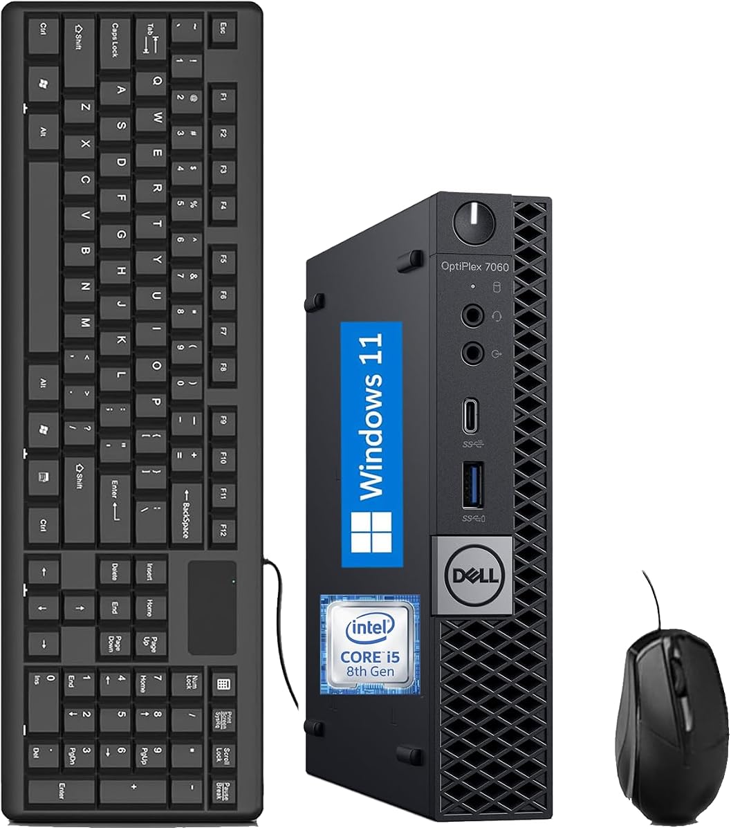 Dell Optiplex 7060 Mini PC de escritorio, microcomputadora con Intel Core i5-8500T 3,5 GHz, 16 GB de RAM, 512 GB SSD, WiFi, Bluetooth, Windows 11 (renovado), negro