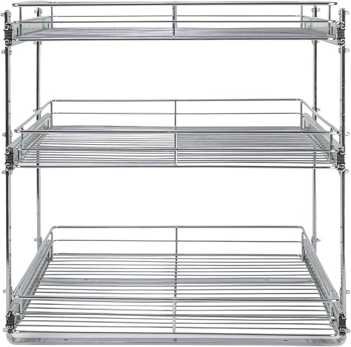 Vista 125 de Household Essentials Glidez - Organizador multiusos de acero cromado extraíble y deslizante para utensilios de cocina y utensilios para hornear