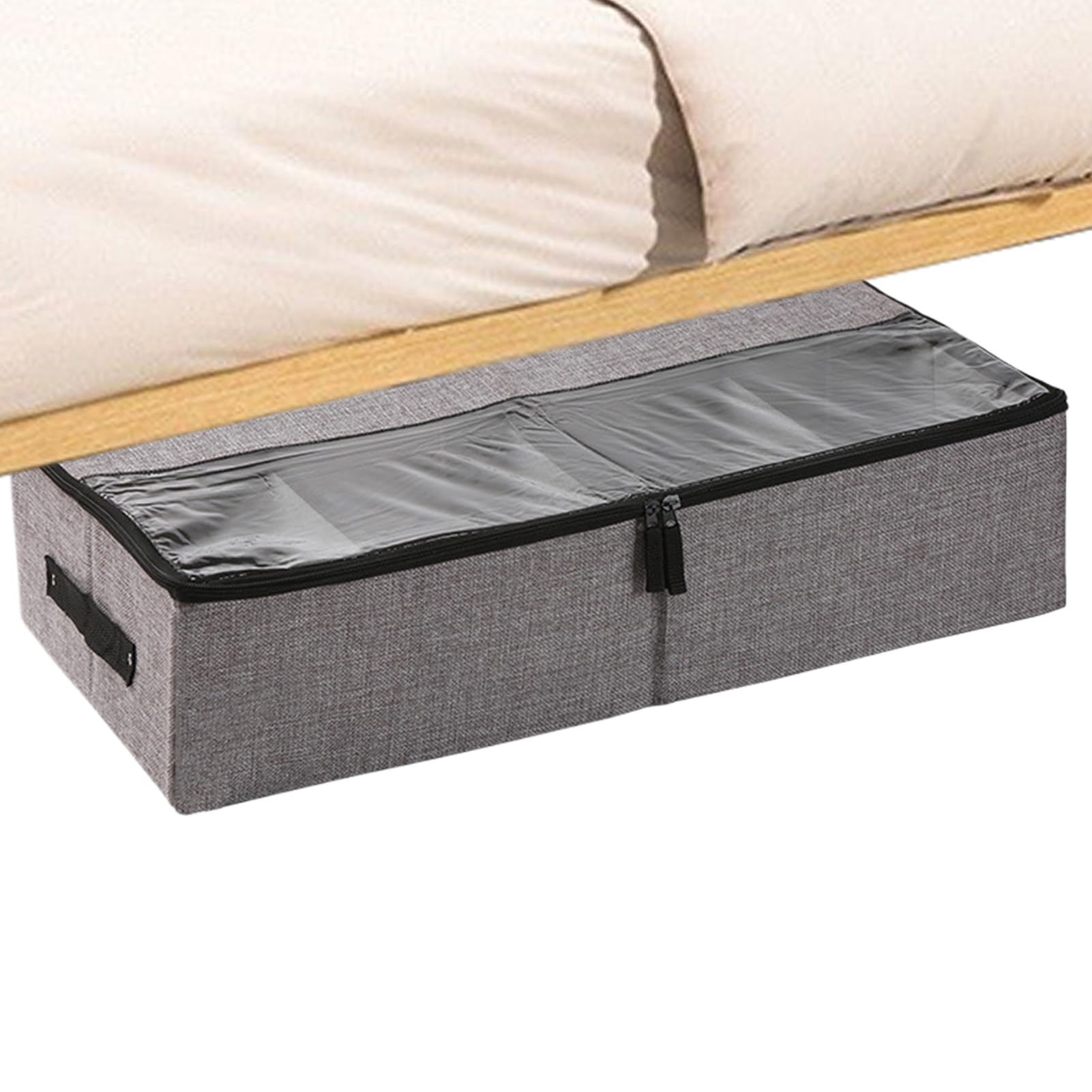 Almacenamiento debajo de la cama plegable con tapa transparente y asas