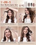 Brosse Sèche-Cheveux & Styler 7MAGIC 7 en 1, Styler à Air Chaud Ionique Négatif Haute Vitesse 110 000 RPM, Sèche-cheveux Puissant de 1400W & Multi-Style pour Cheveux Lisses, Ondulés, Bouclés et Frisés, Rose