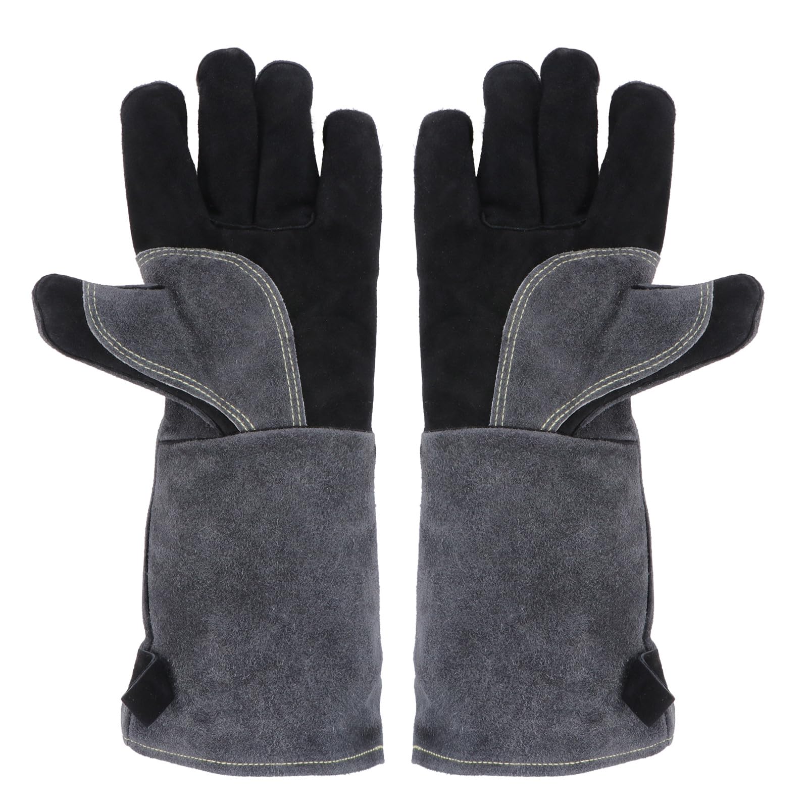 Zerodeko Guanti Resistenti al Calore in Pelle Flessibili e Ignifughi Design Allungato per Barbecue Mani