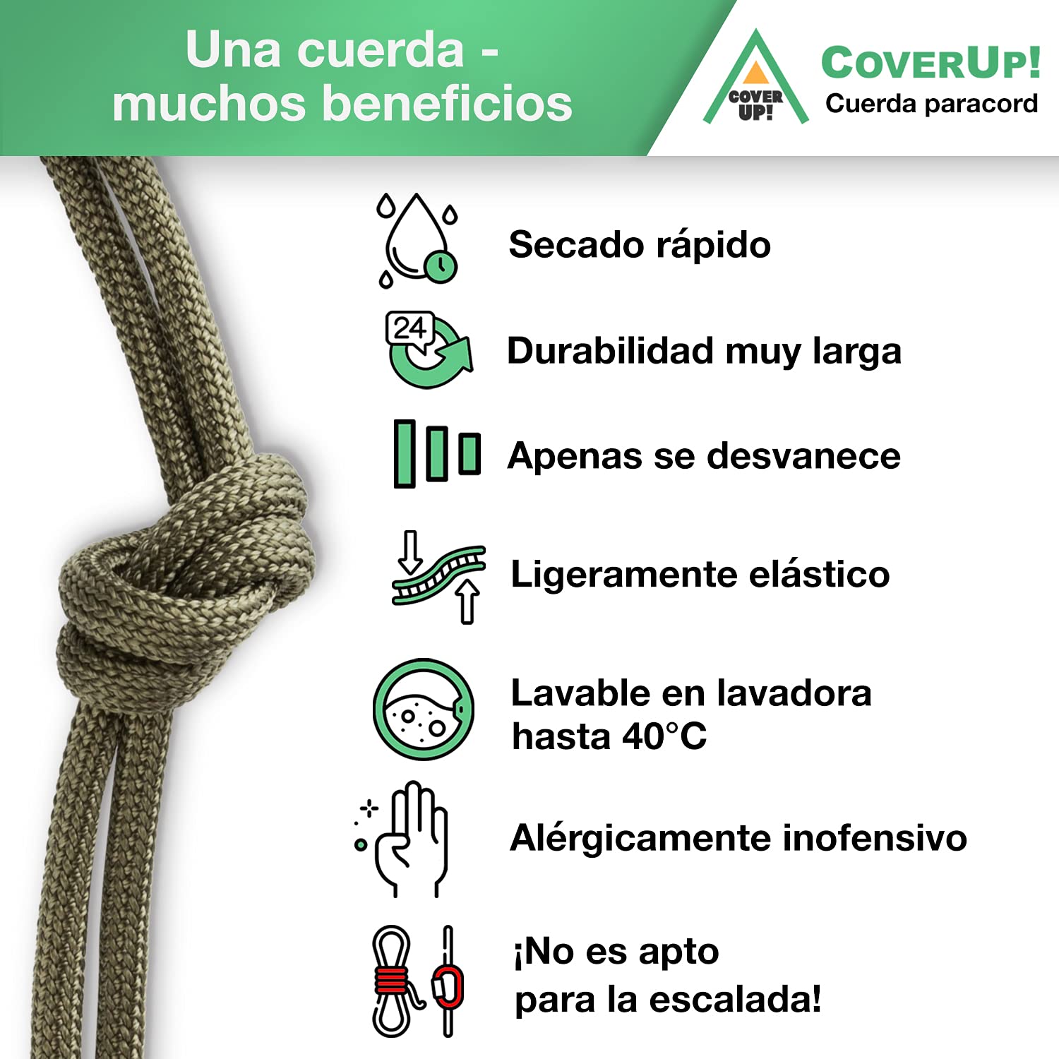 Cuerda Paracord 550 7 Hilos 31 Metros Cubierta Resistente Negro
