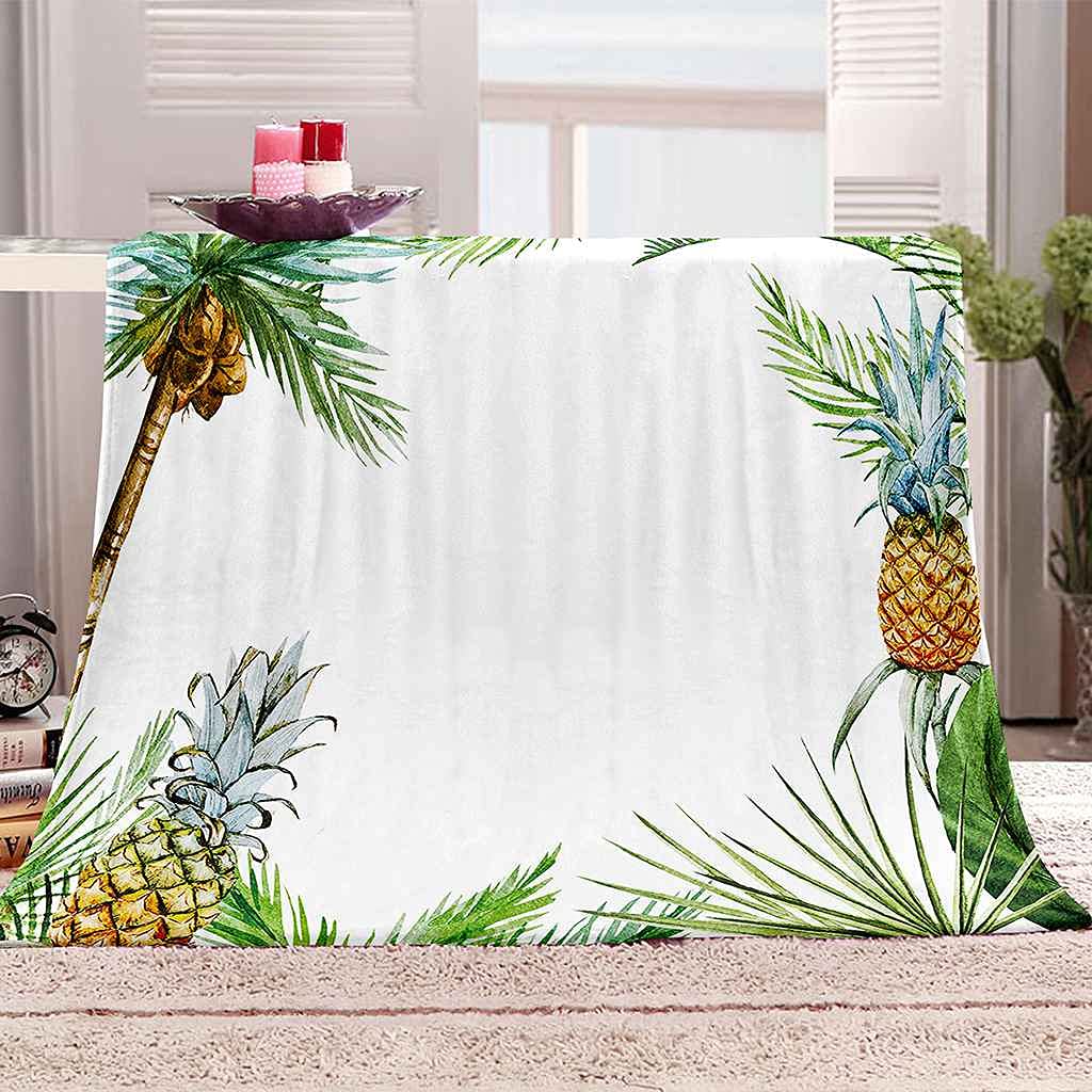 Couverture flanelle ananas impression 3D premium moelleuse lit et sofa
