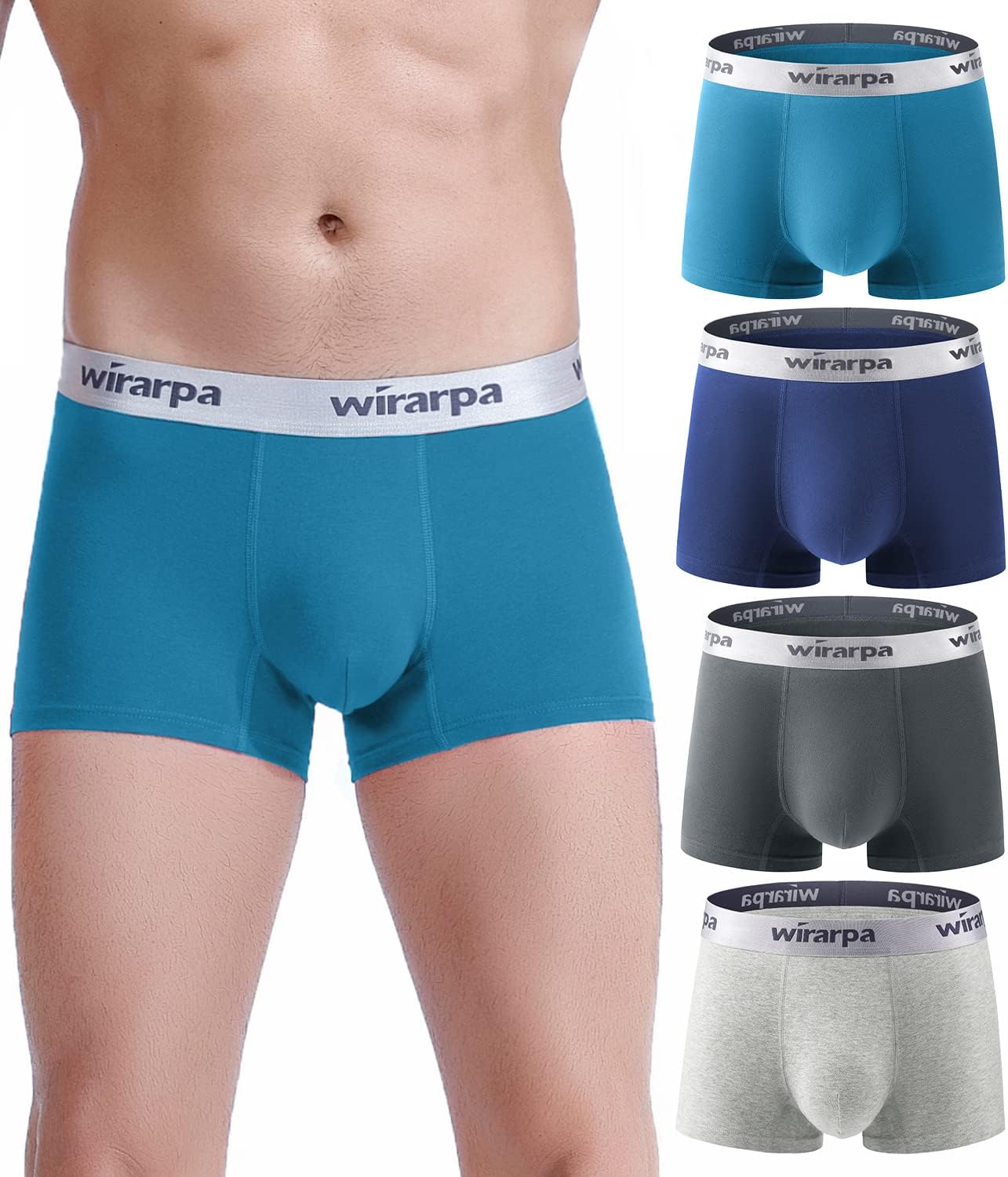 Mens Trunks Underwear Cotton Boxer Briefs Short Leg Comfortable Underpants 4 Pack