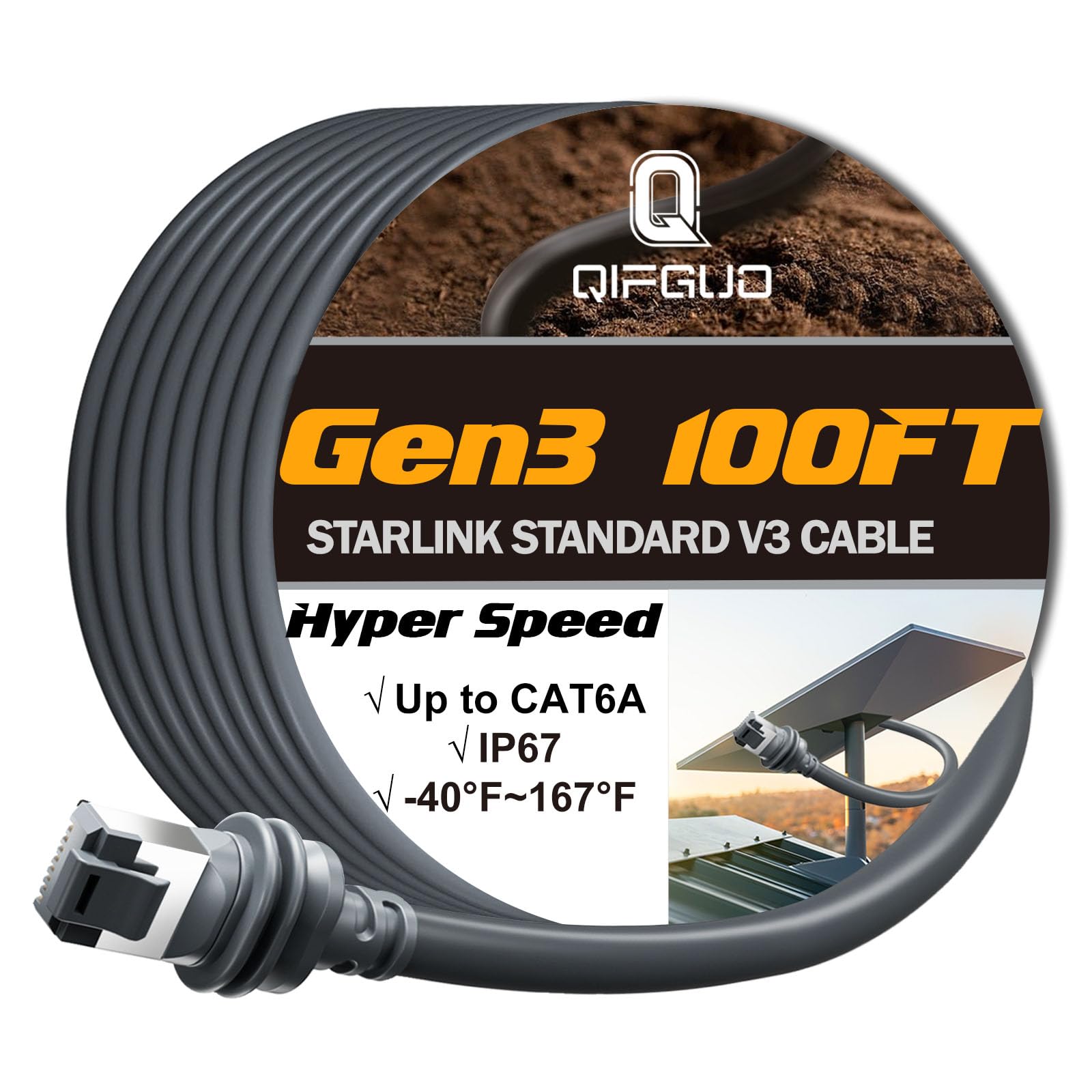 Câble Starlink V3 résistant aux intempéries débit supérieur 2000 Mbit/s - 8