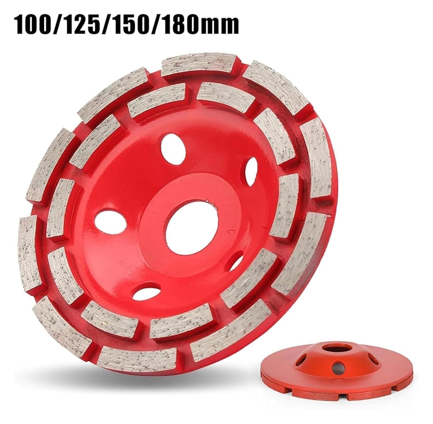 Diamentowa tarcza szlifierska, Diamentowa tarcza szlifierska garnkowa Dwurzędowa szlifierka Polski Kamień Metal Czerwony 100-180mm(180mm)