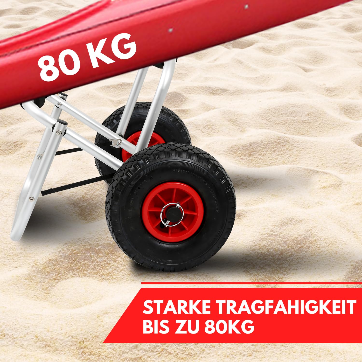 Kajakwagen, Aluminium Kanuwagen Faltbare bis 100 kg,Transportwagen für Boote Kanu oder Kajak,Bootswagen mit Spannriemen,Tragbar Kajakwagen,Bootstrailer für Kanu und Kajakliebhaber,Kanu Trolley