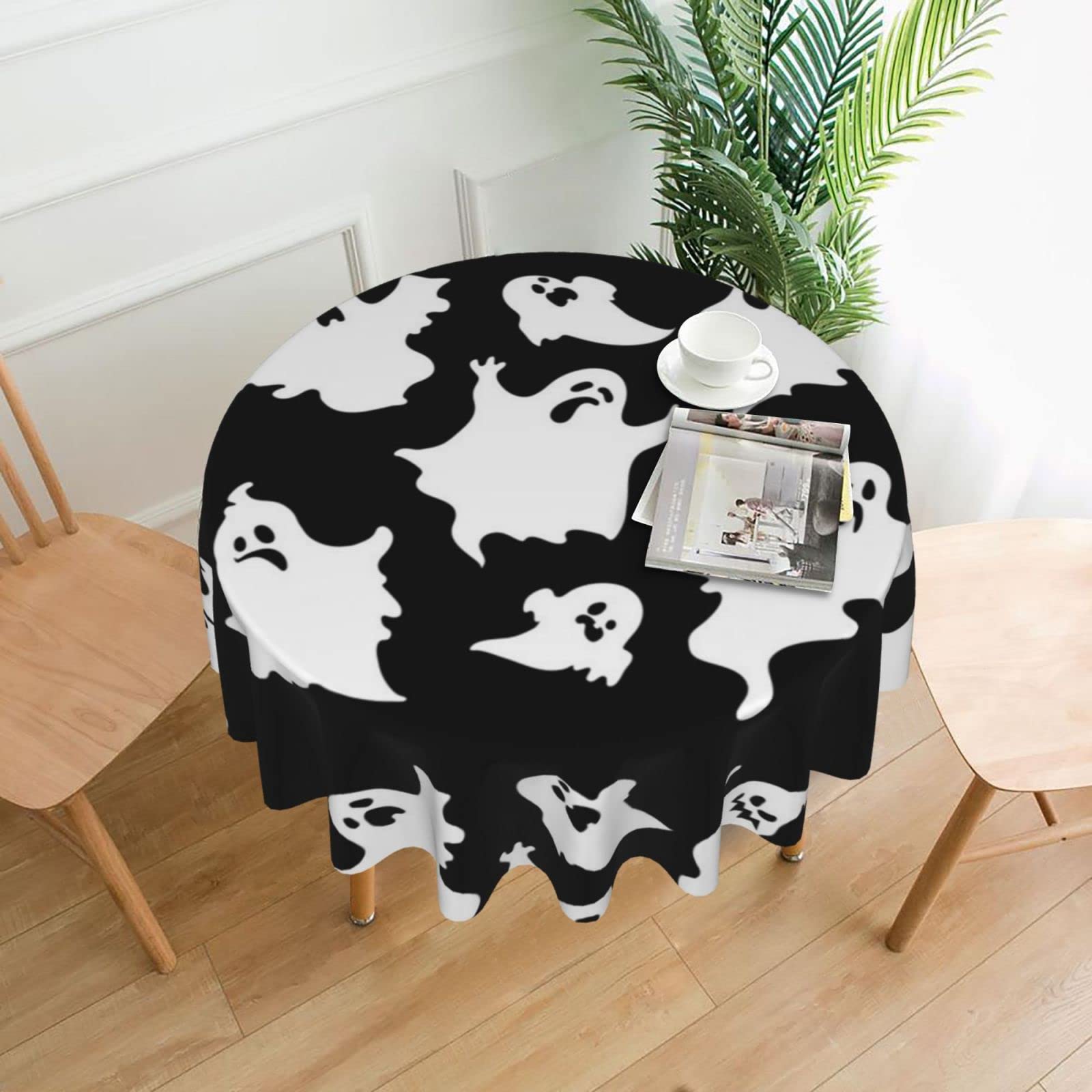 WKSGDSG Round Tablecloth 60 Inch/152 Cm, Halloween Goth Table Cover Wipeable Washable Farmhouse Tablecloths For Party Decorative Wrinkle Resistant Table Cloth For Round Tables, Easy To Clean