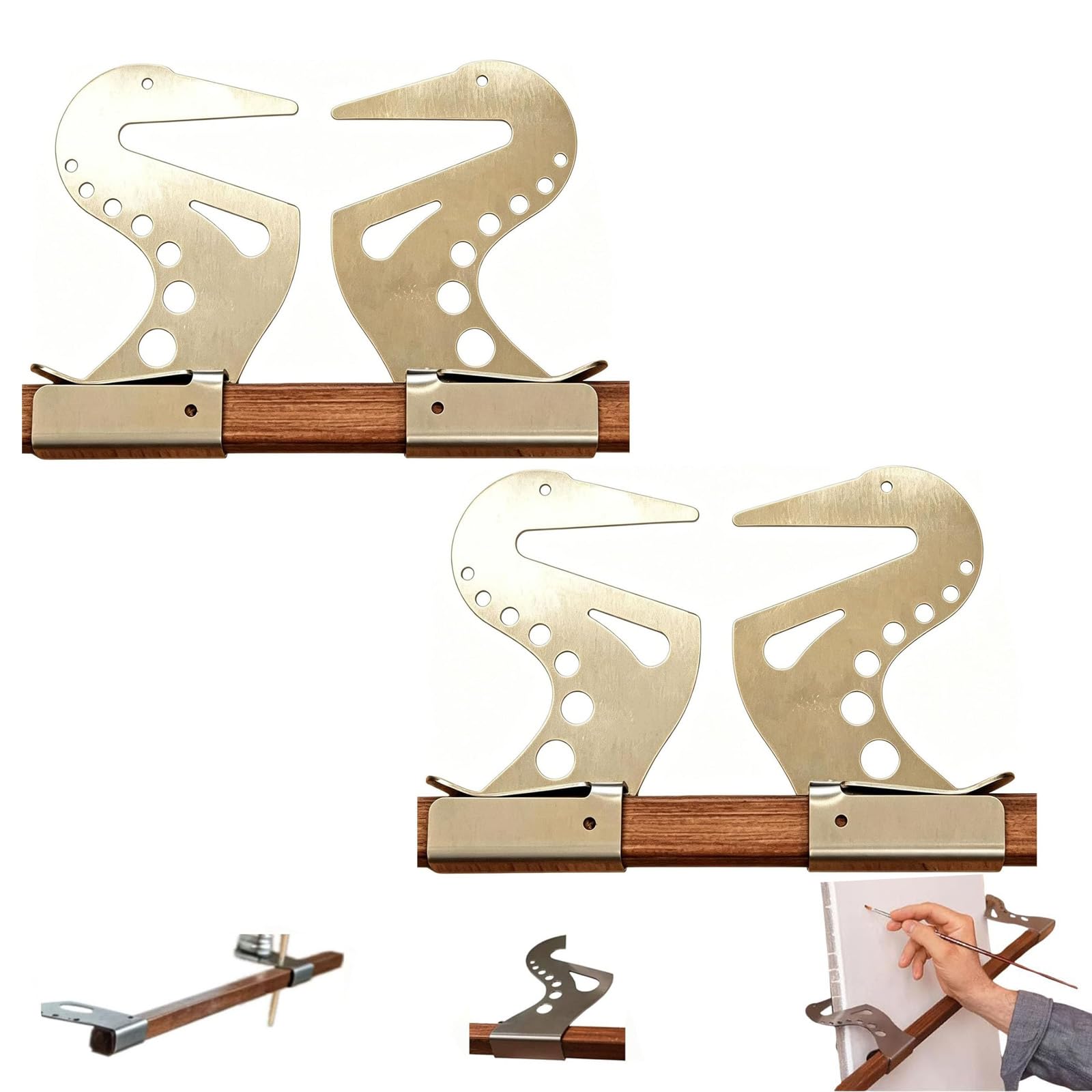 Barra de soporte para reposamanos de caballete ajustable, puente de soporte para manos de artista, con gravedad autoblocante, ajuste de altura y ángulo, para dibujar y pintar (2pcs)