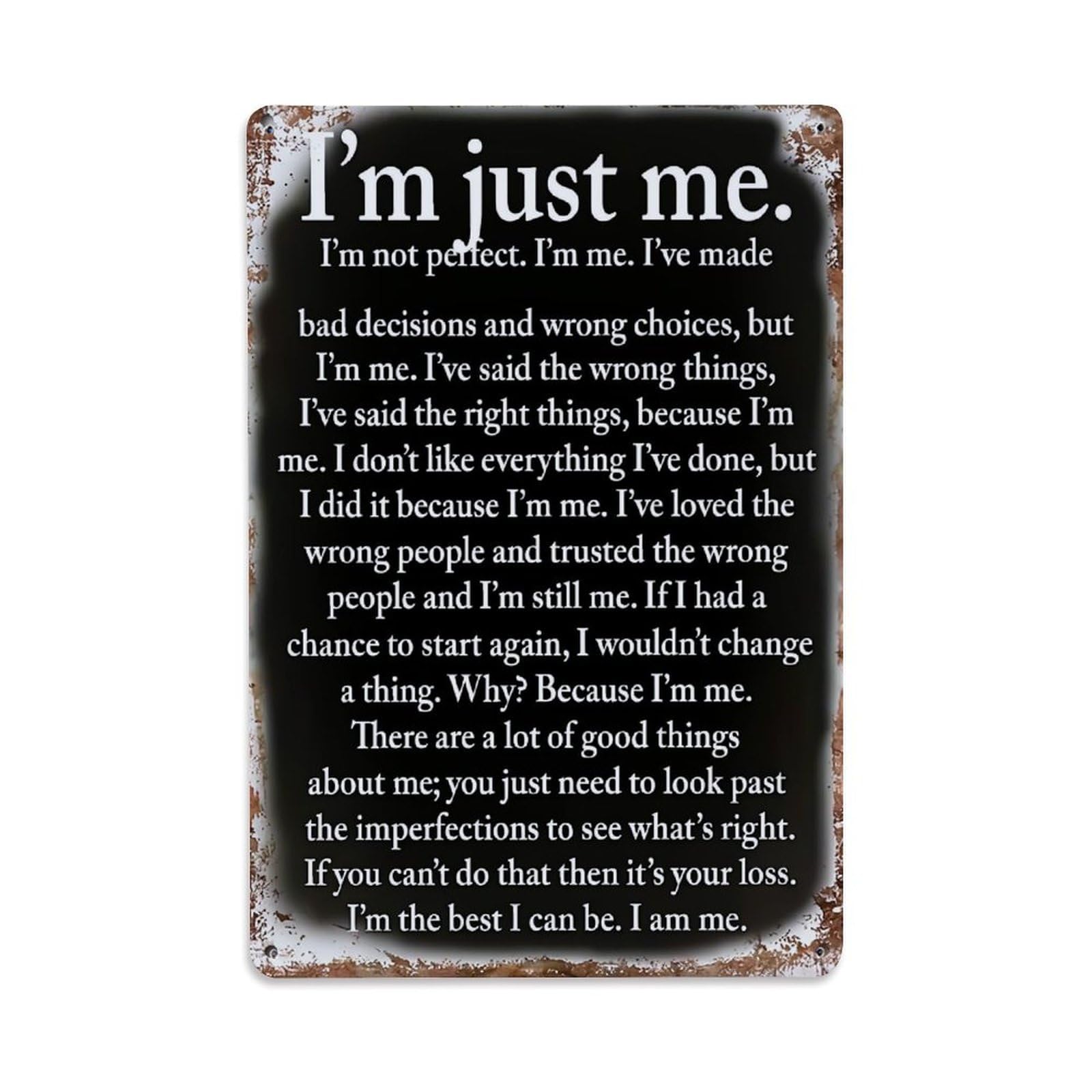 Jdfenggu Vintage I Am Just Me Retro Metal Tin Sign, Decor Art Poster For Bar, Home, Man Cave, Kitchen, Laundry Room Gift 8X12inch
